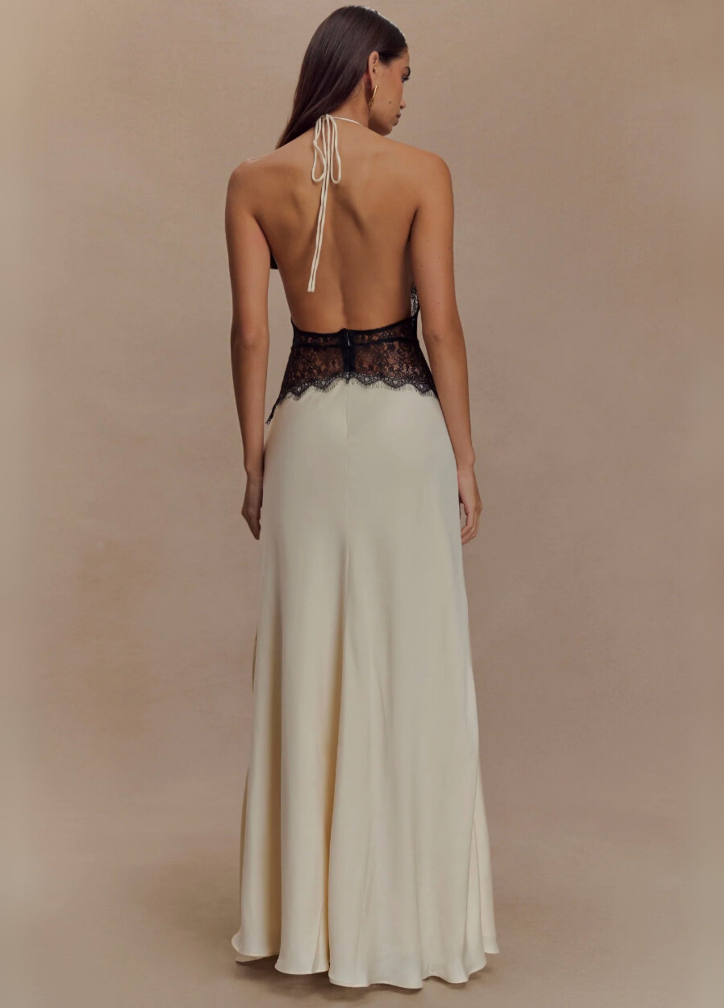 Amara Satin Maxi Dress - White/Black