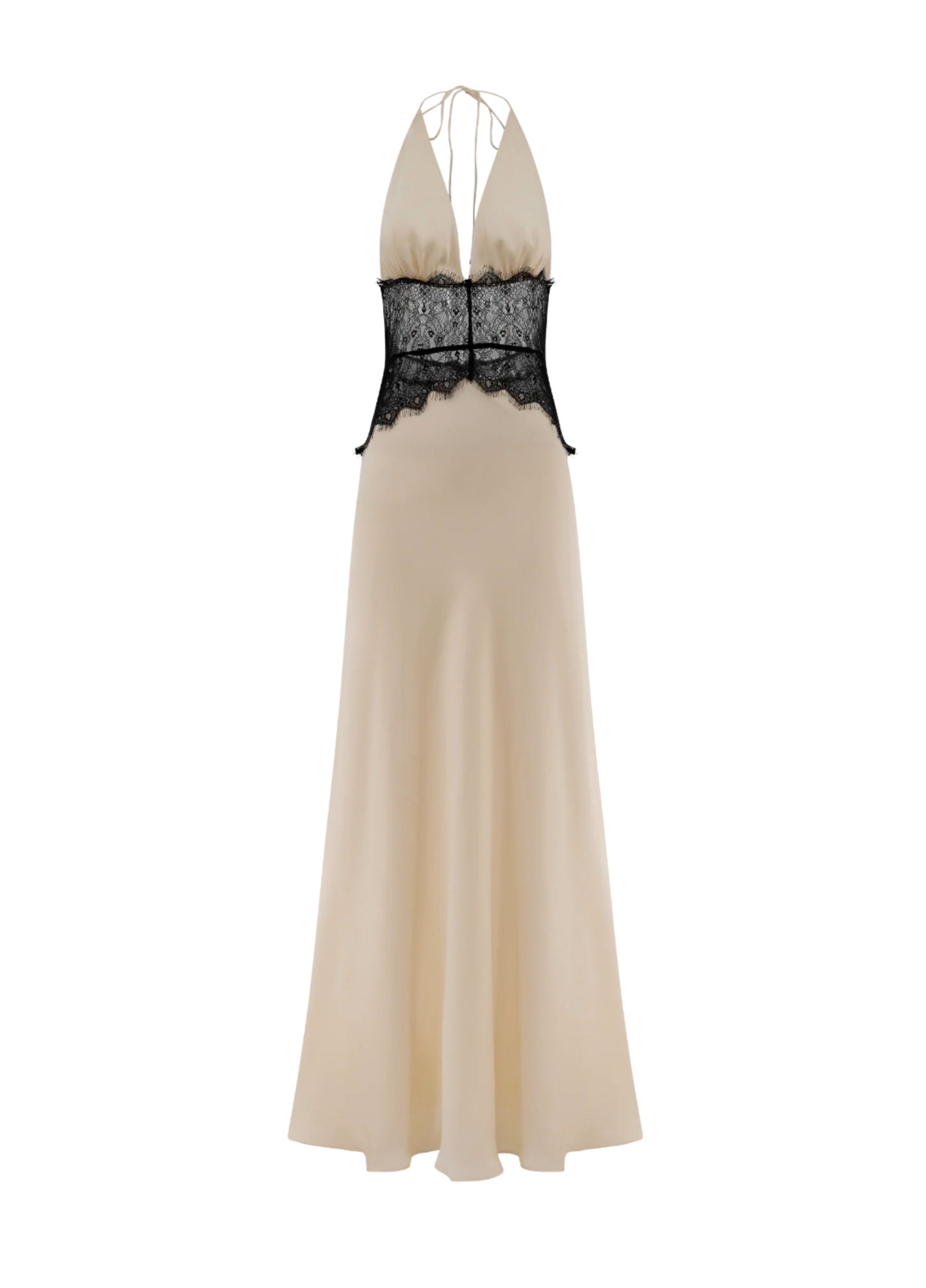 Amara Satin Maxi Dress - White/Black