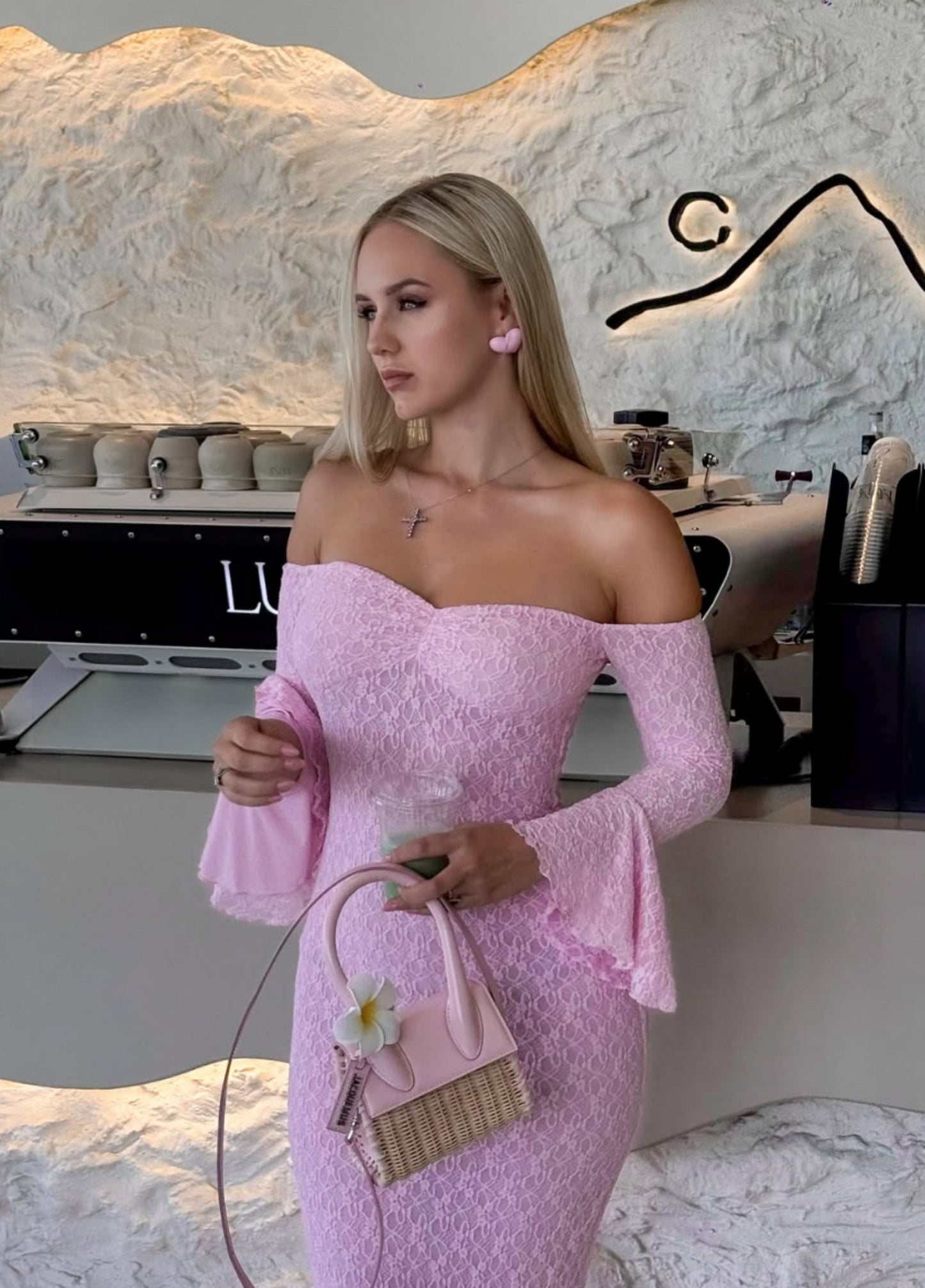 Amoura Lace Maxi Dress - Pink