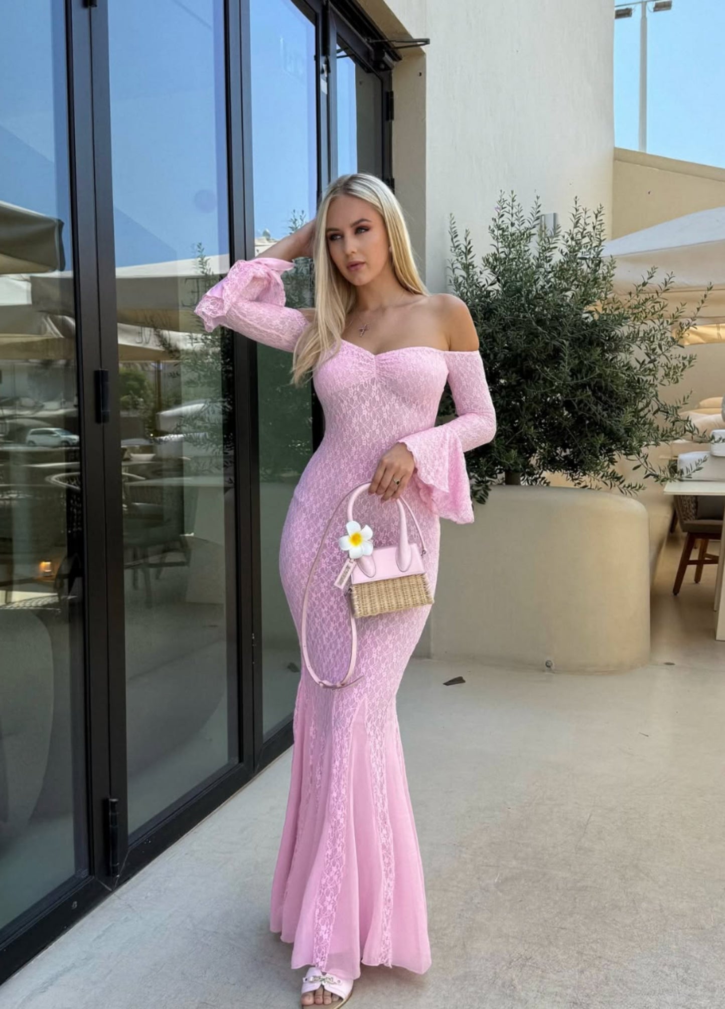 Amoura Lace Maxi Dress - Pink
