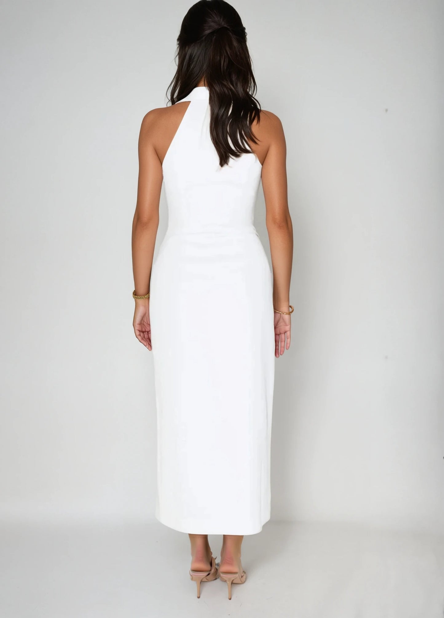 Capri Collar Maxi Dress - White
