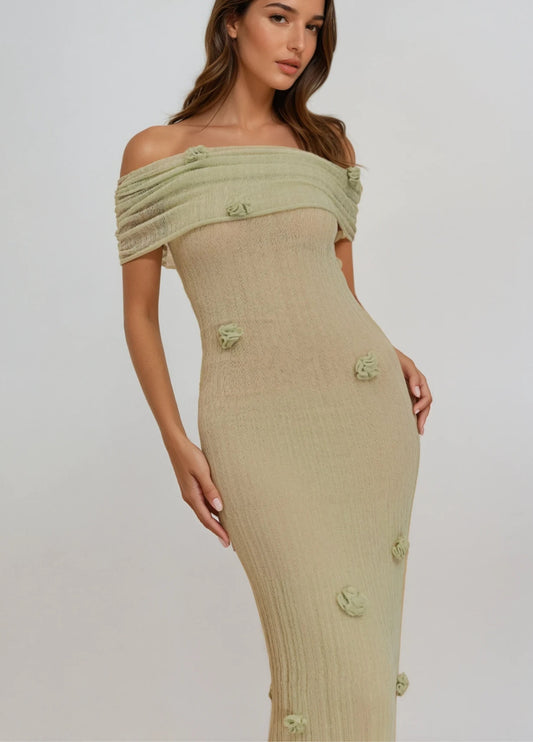 Celestine Knit Maxi Dress - Sage Green