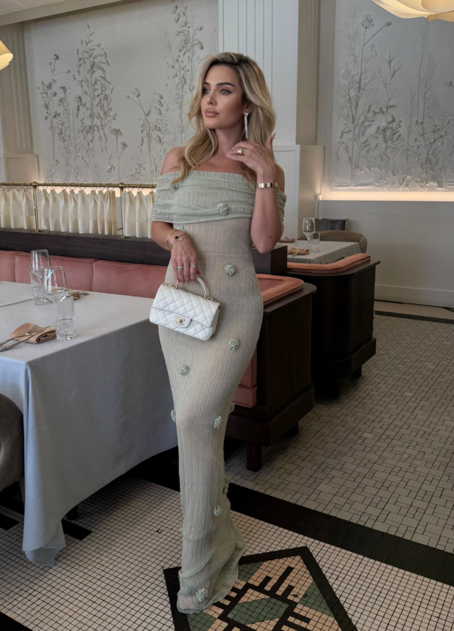 Celestine Knit Maxi Dress - Sage Green