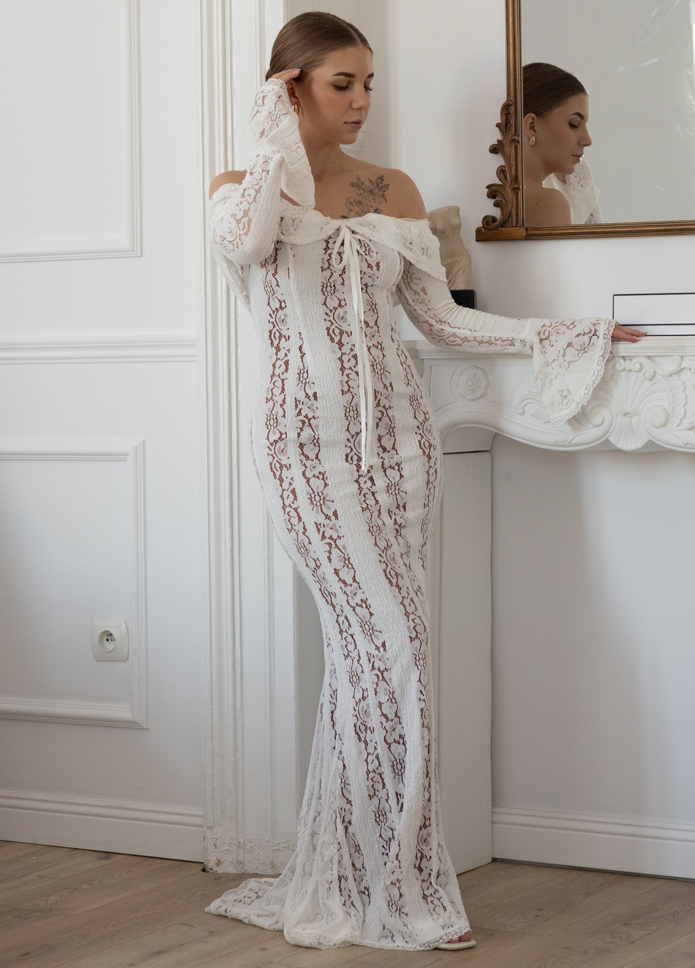 Clarisse Lace Maxi Dress - White ALTHEA ELISE Clarisse Lace Maxi Dress - White ALTHEA ELISE