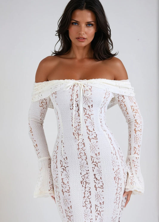 Clarisse Lace Maxi Dress - White