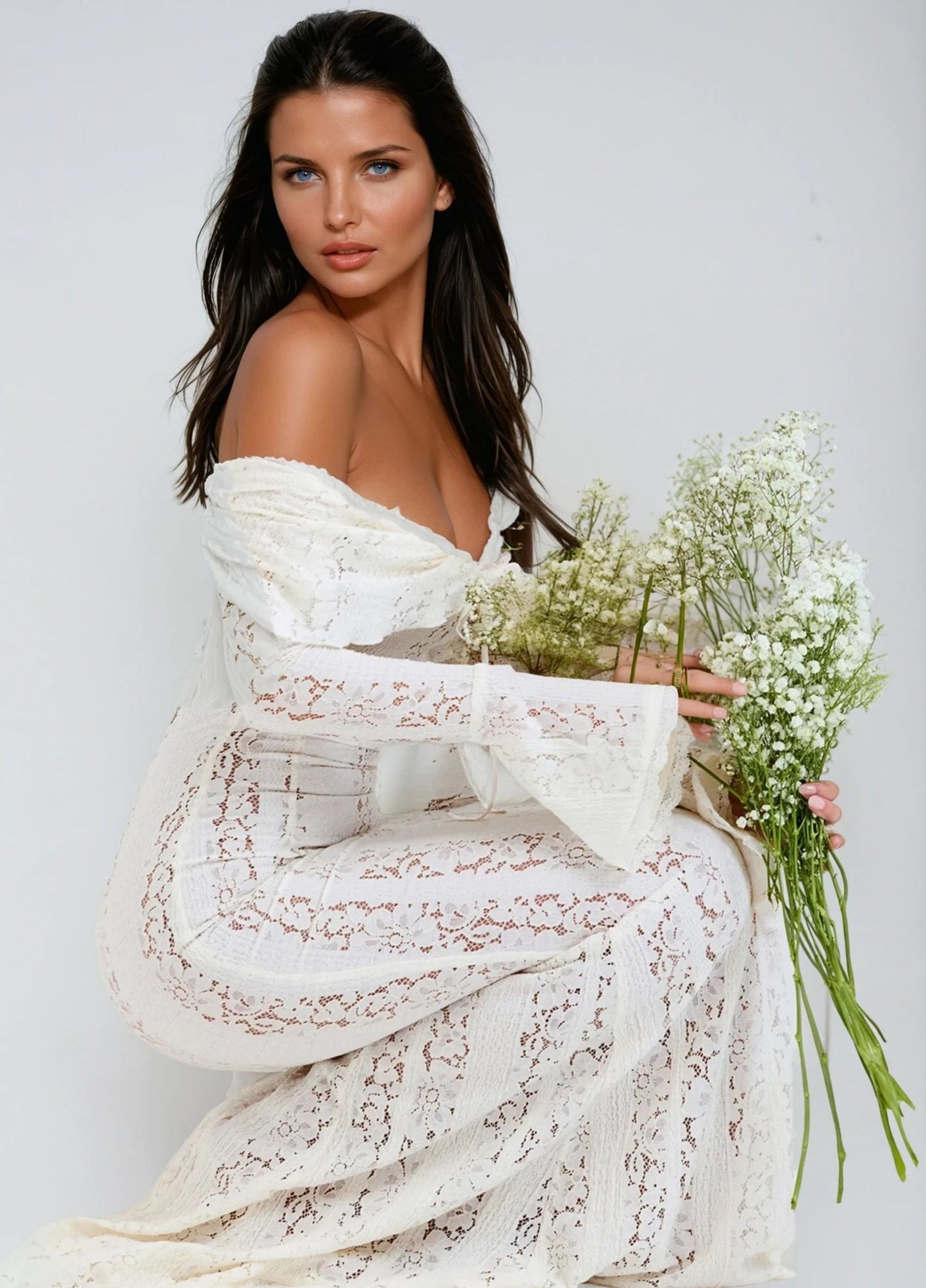 Clarisse Lace Maxi Dress - White