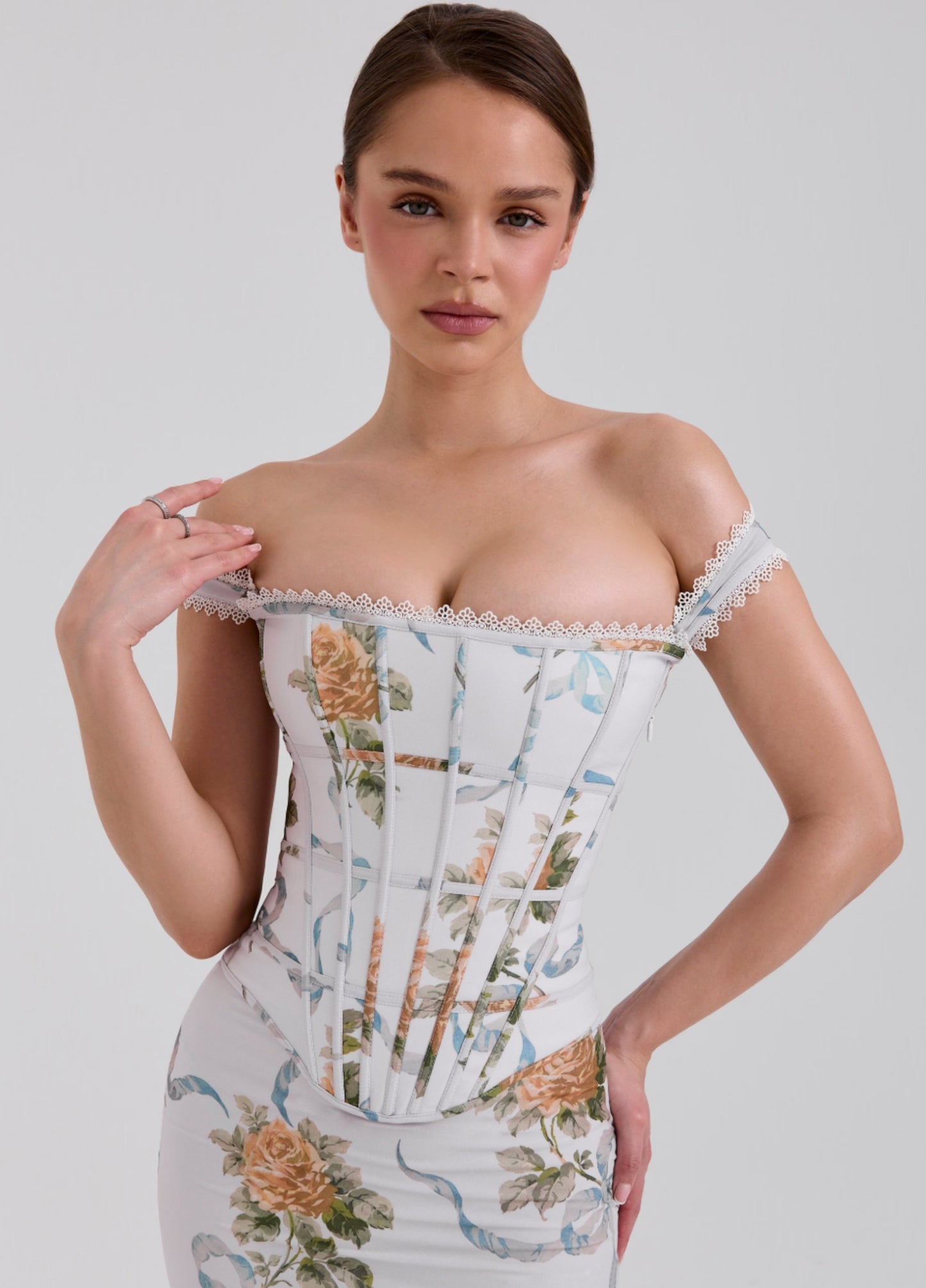 Isadora Corset Maxi Dress - Off-White Floral