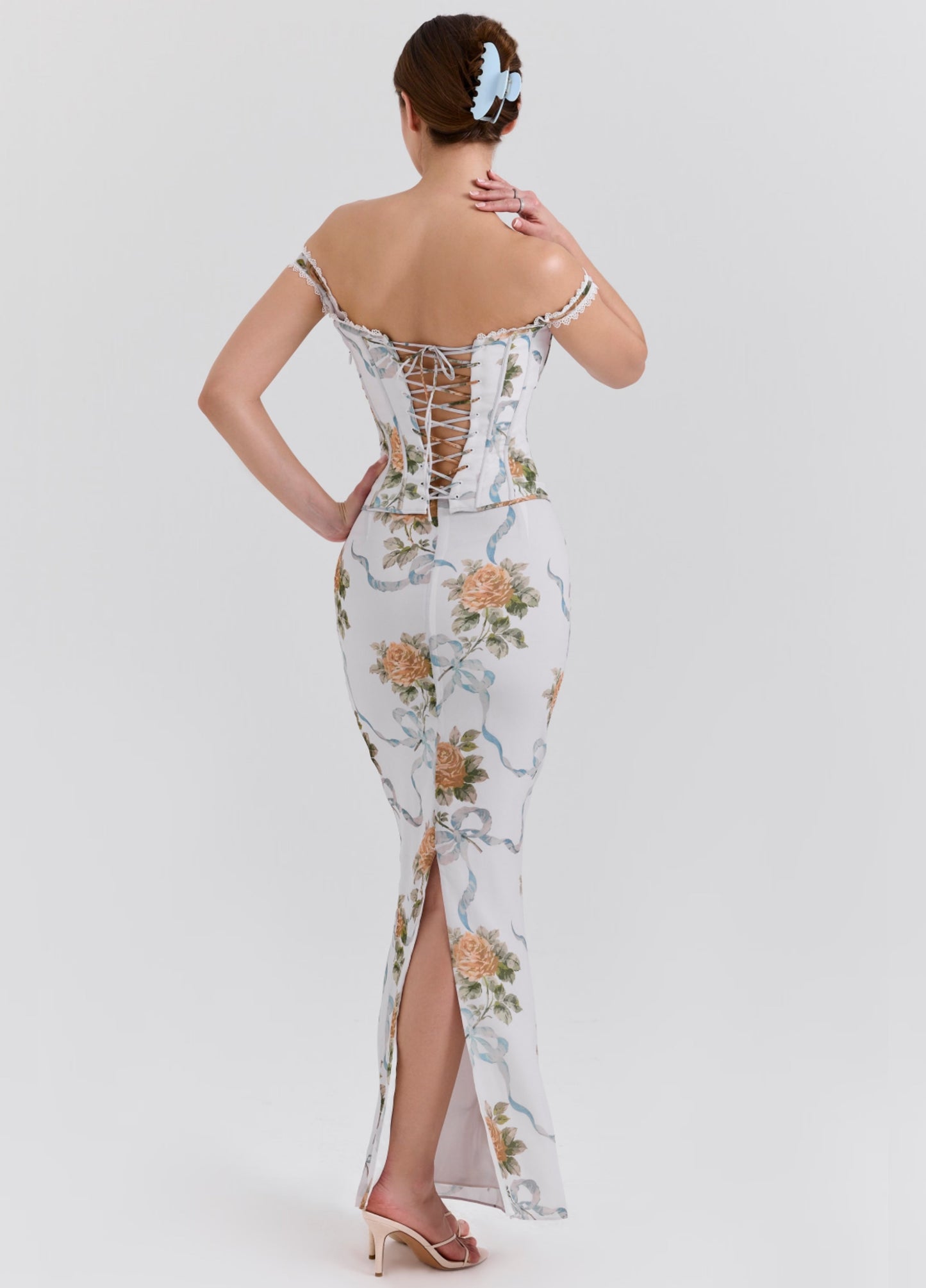 Isadora Corset Maxi Dress - Off-White Floral