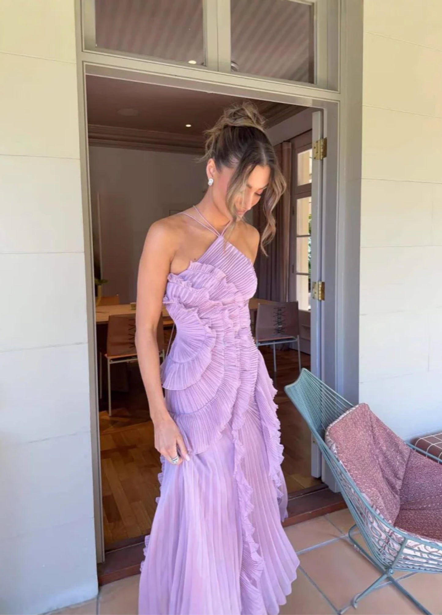 Isolde Ruffle Maxi Dress - Lilac