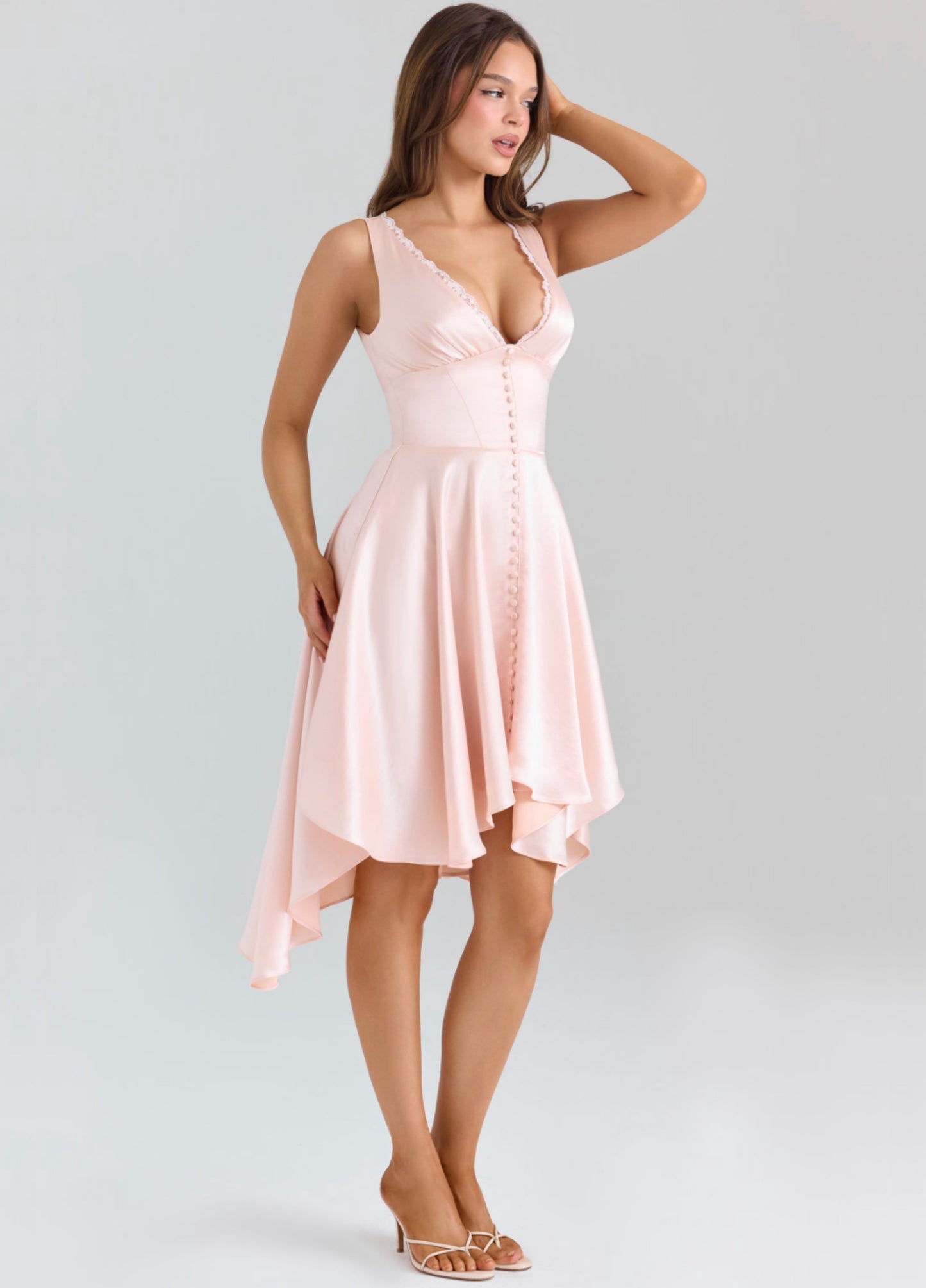Juliette Satin Midi Dress - Pink