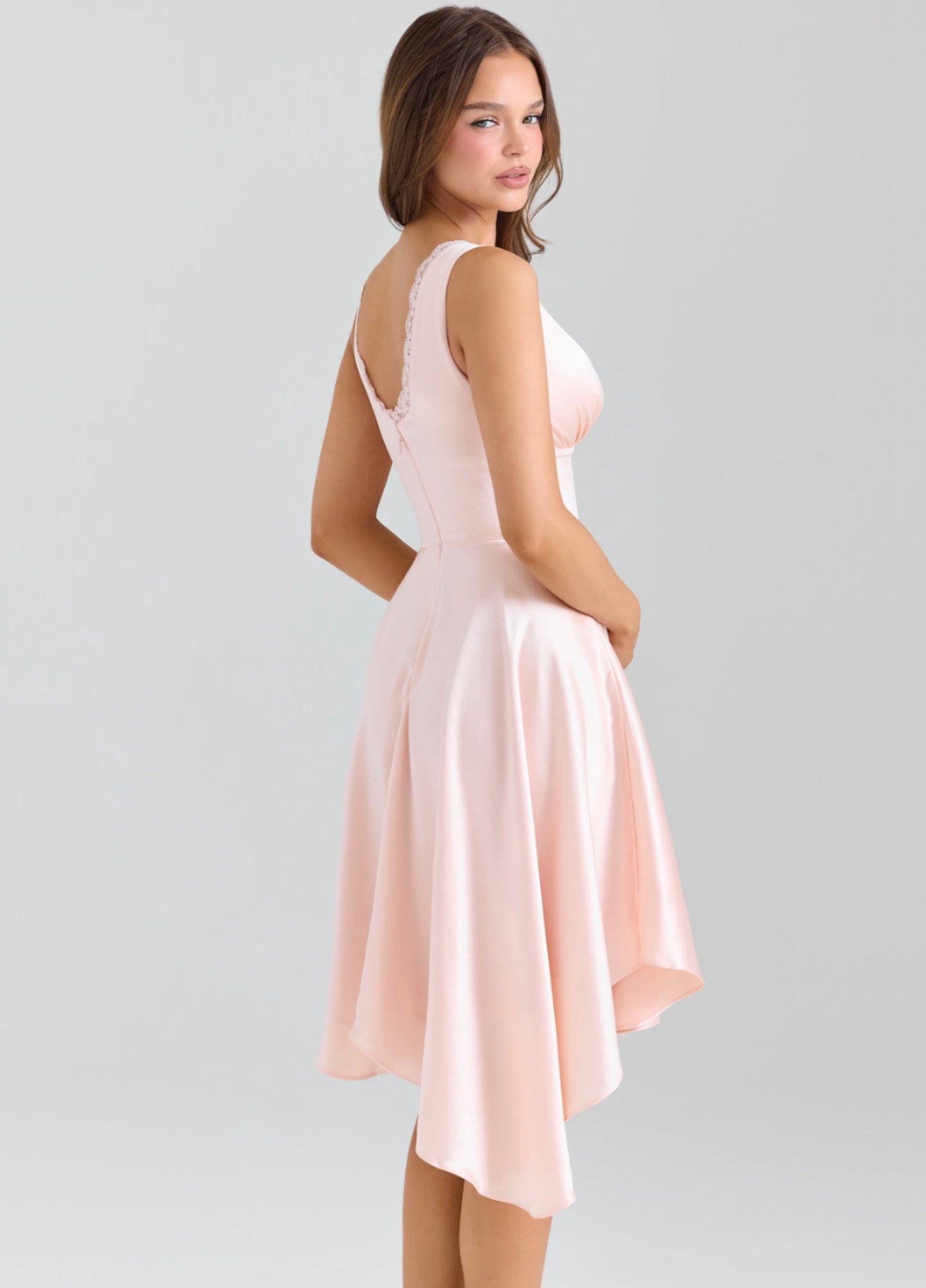 Juliette Satin Midi Dress - Pink