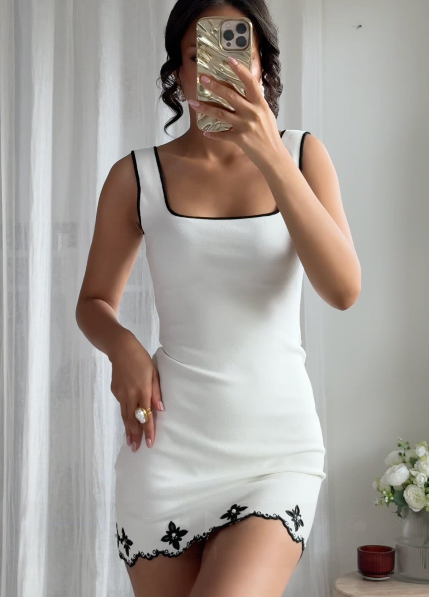 Liora Pearl Mini Dress - White