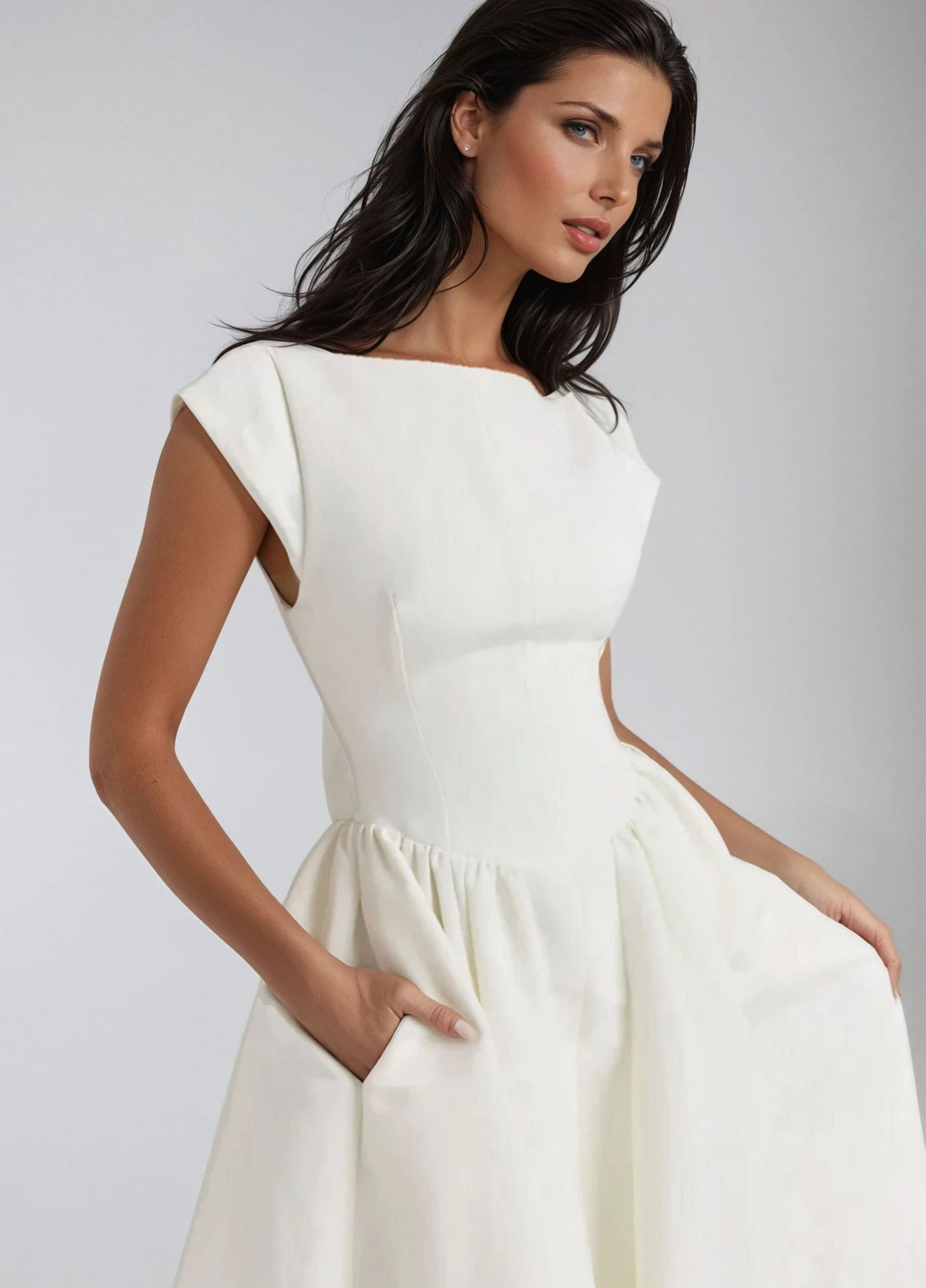 Odette Backless Midi Dress - Ivory