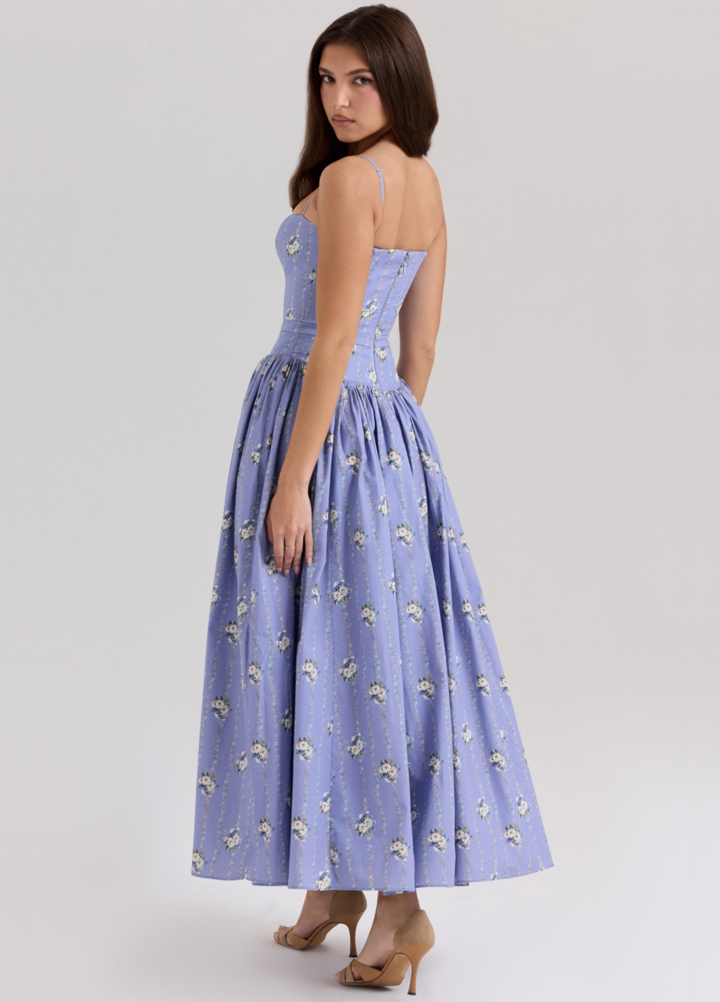 Seraphina Midi Dress - Classic Blue Floral