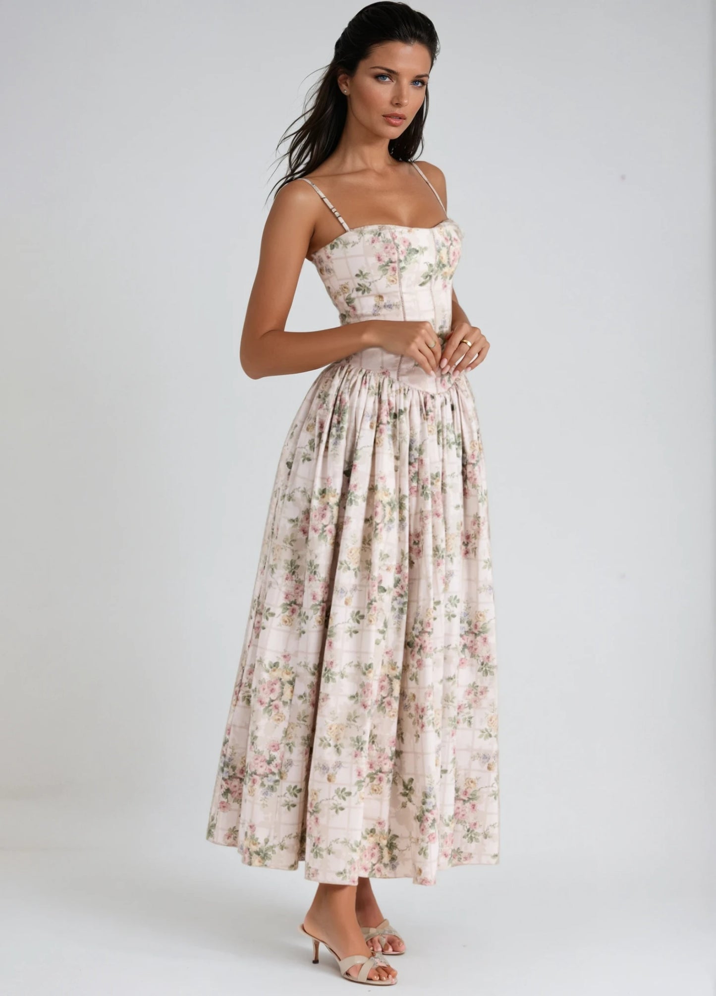 Seraphina Midi Dress - Cream Floral