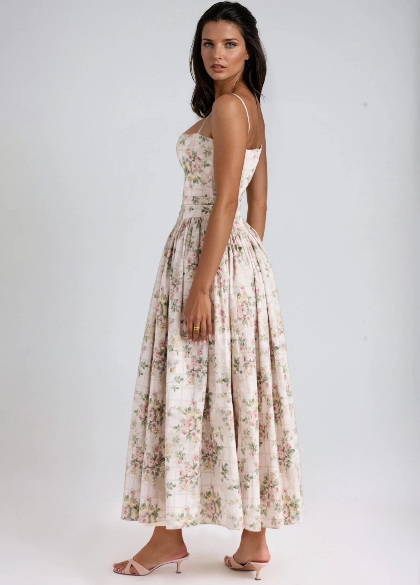 Seraphina Midi Dress - Cream Floral