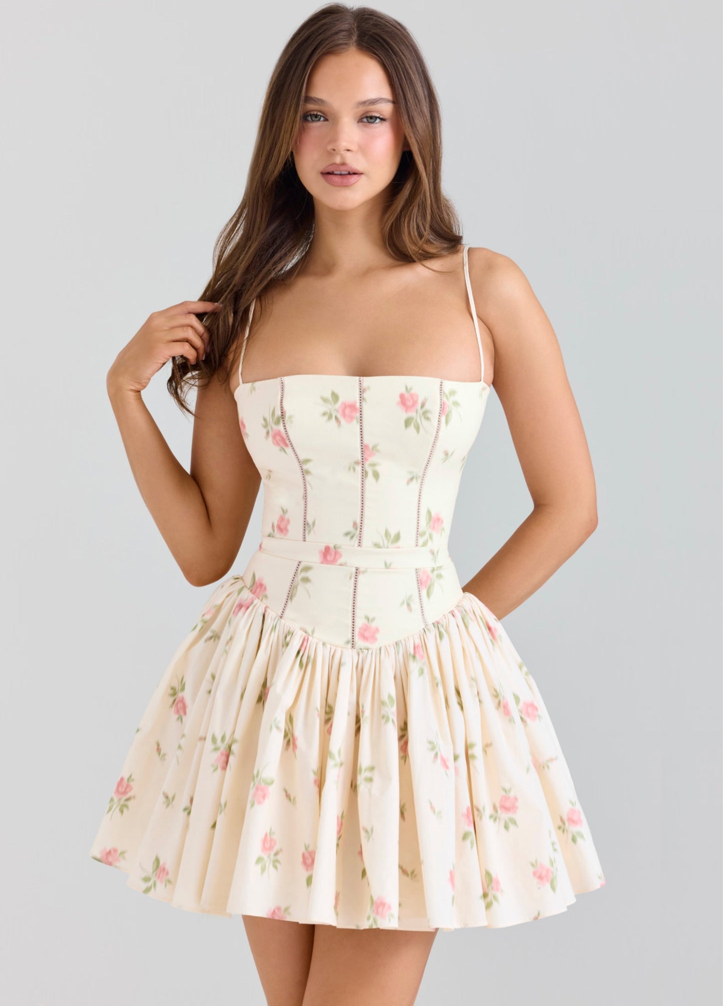 Seraphina Mini Dress - Cream Rose