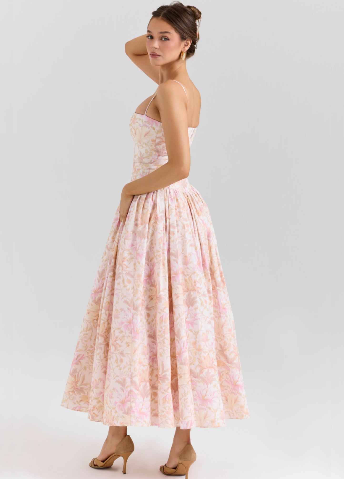 Seraphina Midi Dress - Peach Floral
