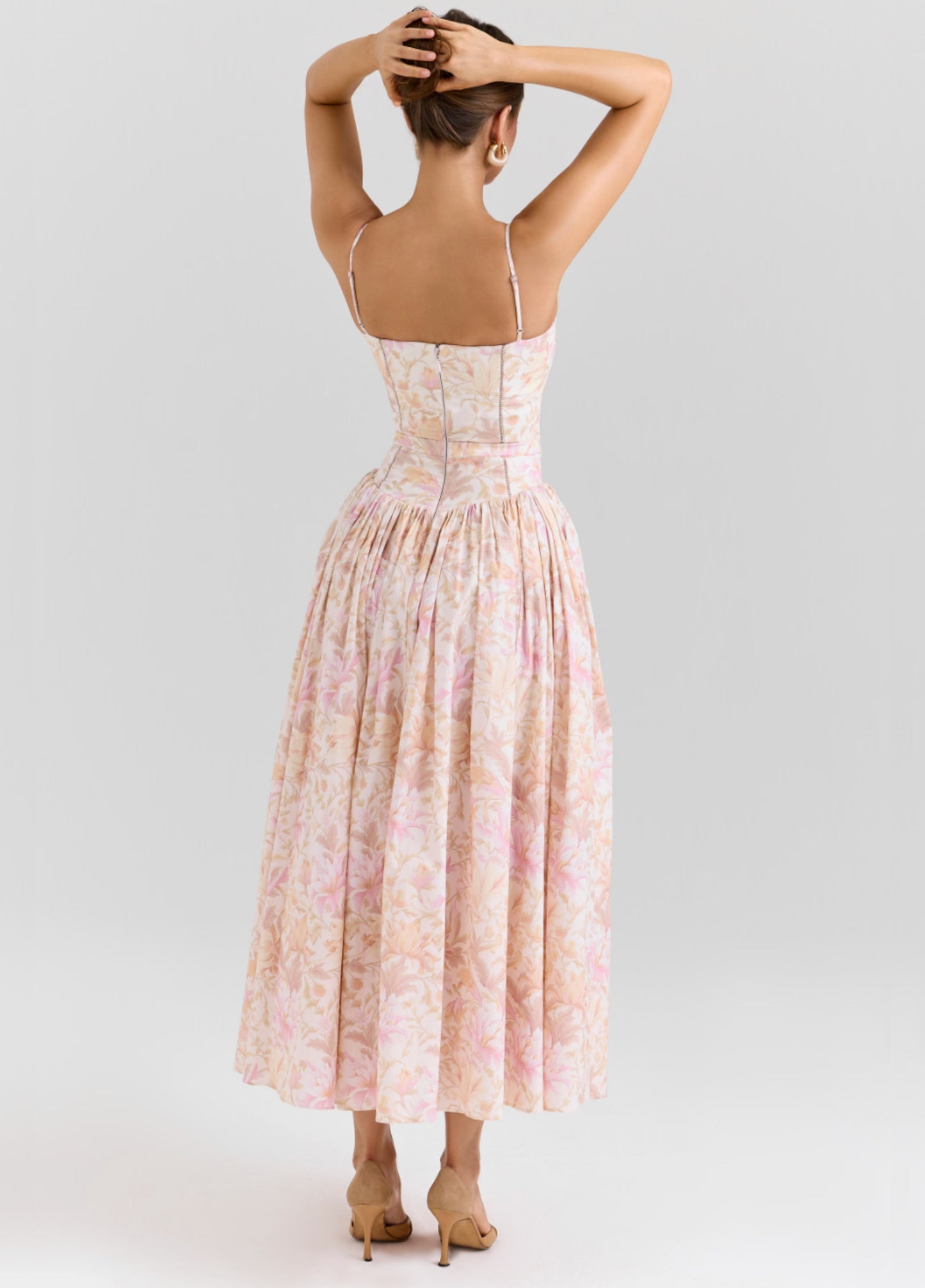 Seraphina Midi Dress - Peach Floral