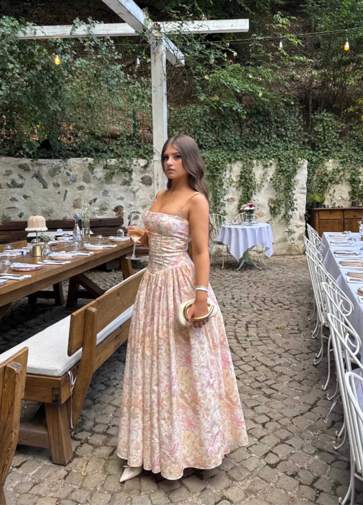 Seraphina Midi Dress - Peach Floral