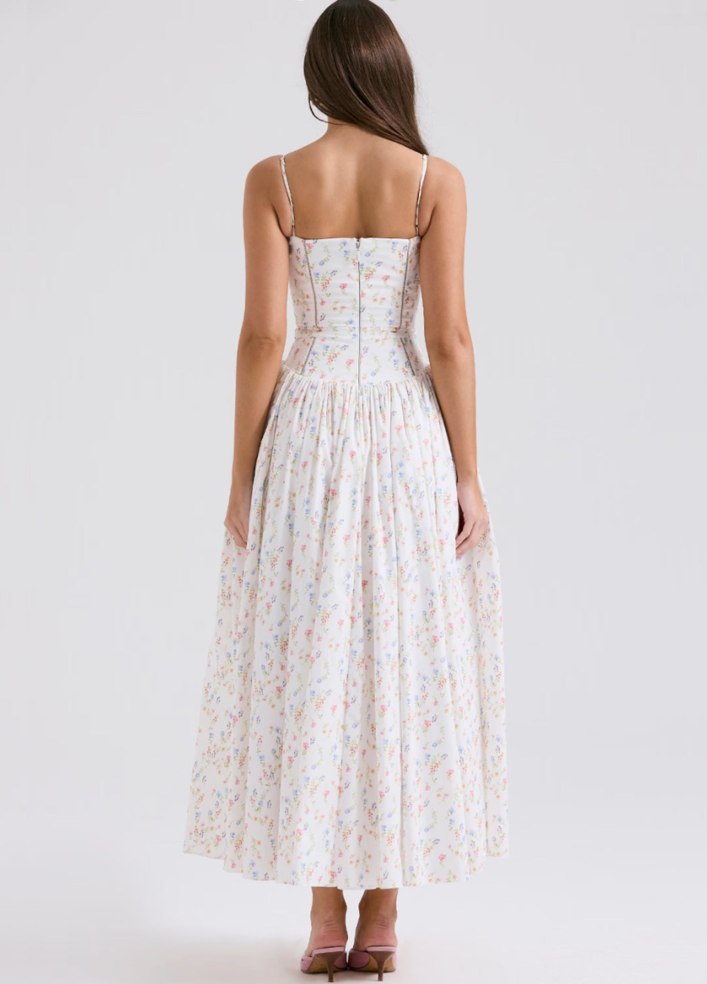 Seraphina Midi Dress - White Floral