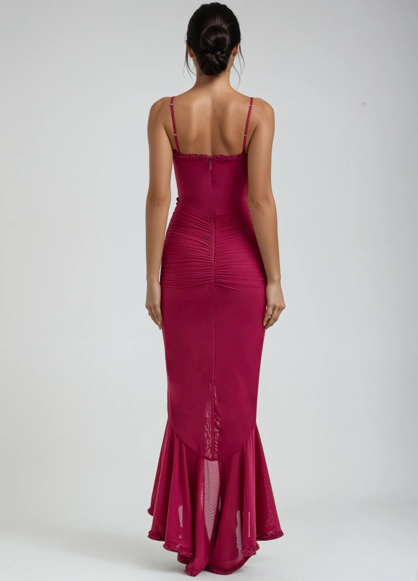 Solene Ruffle Maxi Dress - Wine