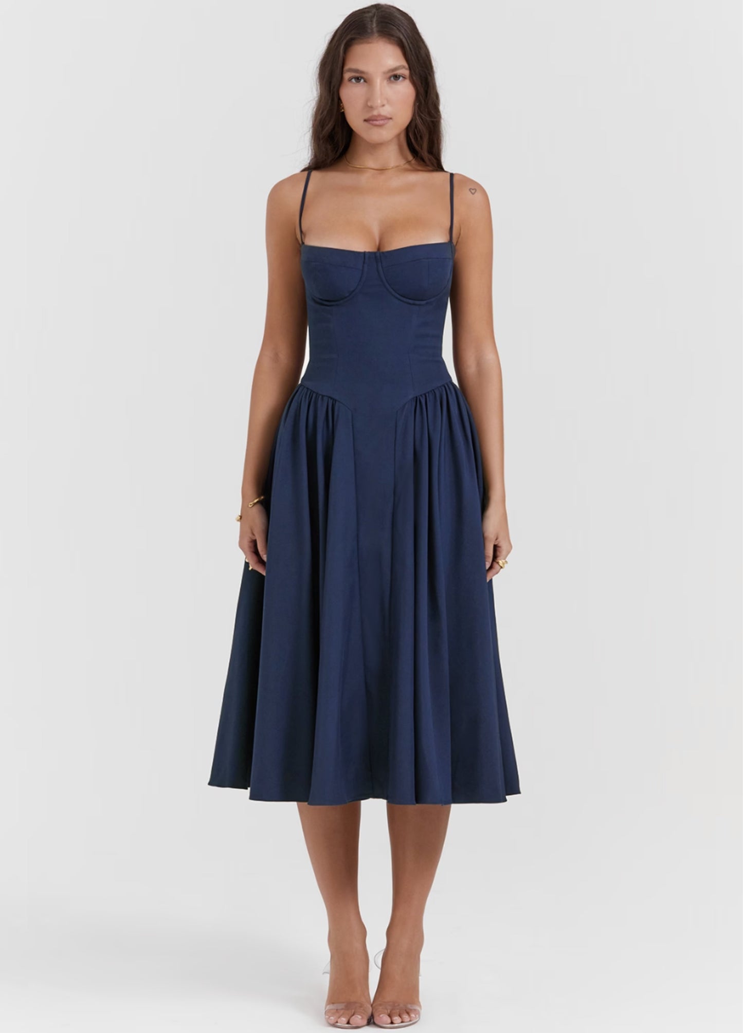 Vivara Corset Midi Dress - Navy
