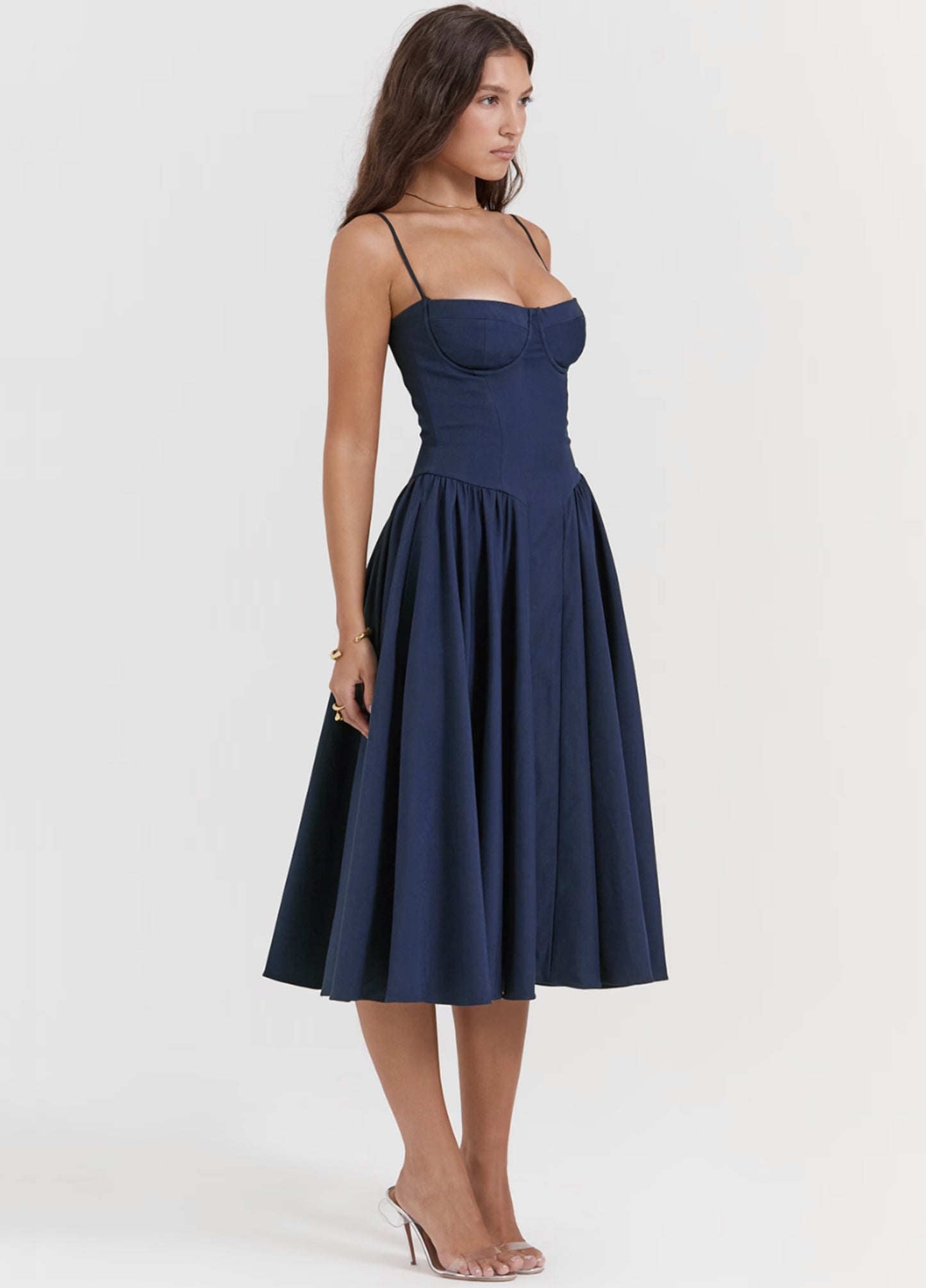 Vivara Corset Midi Dress - Navy