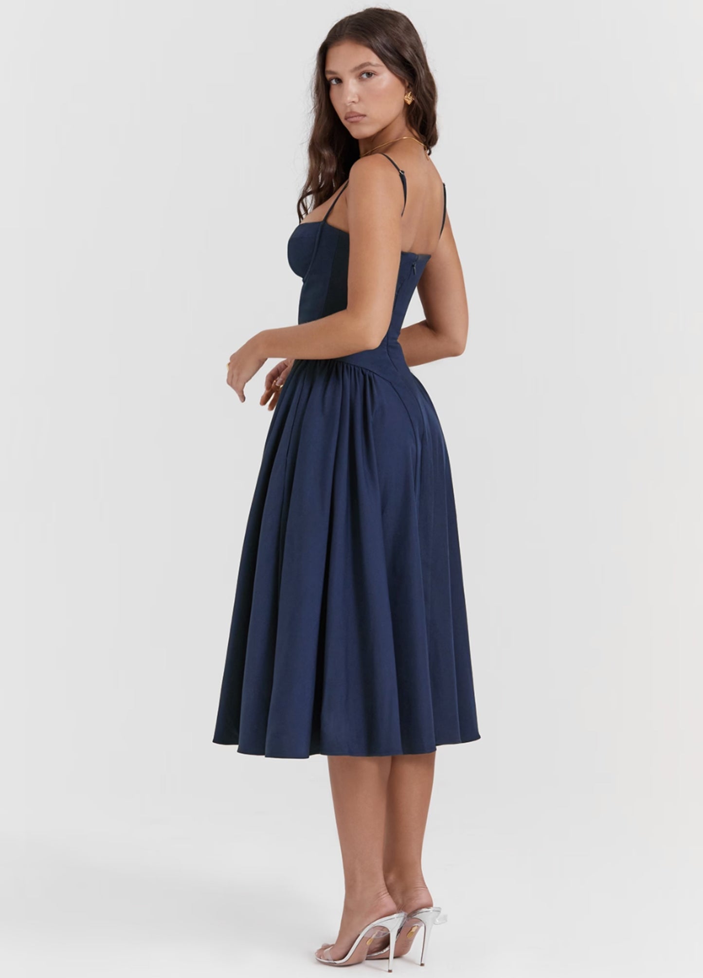 Vivara Corset Midi Dress - Navy