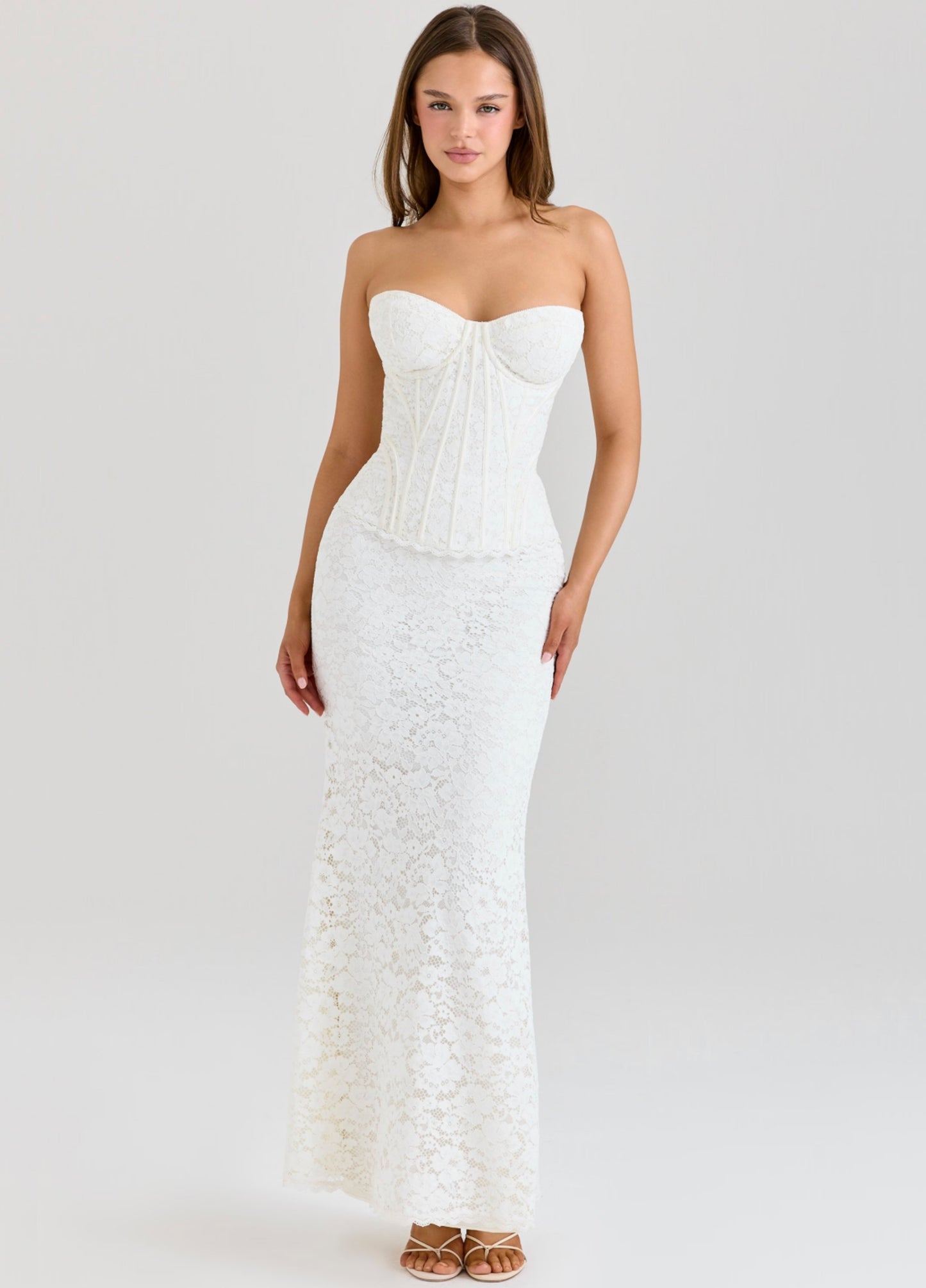 Alessia Lace Corset Maxi Dress - Ivory