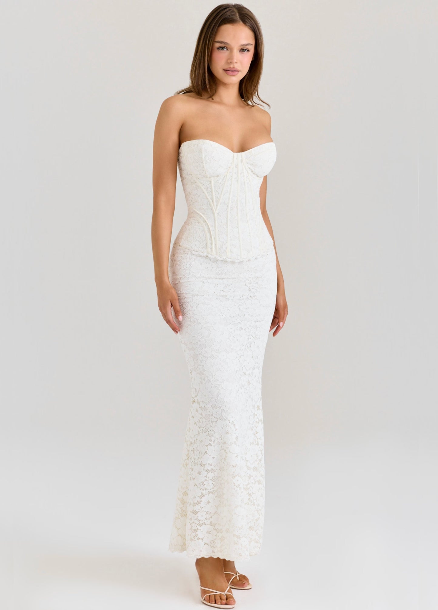 Alessia Lace Corset Maxi Dress - Ivory