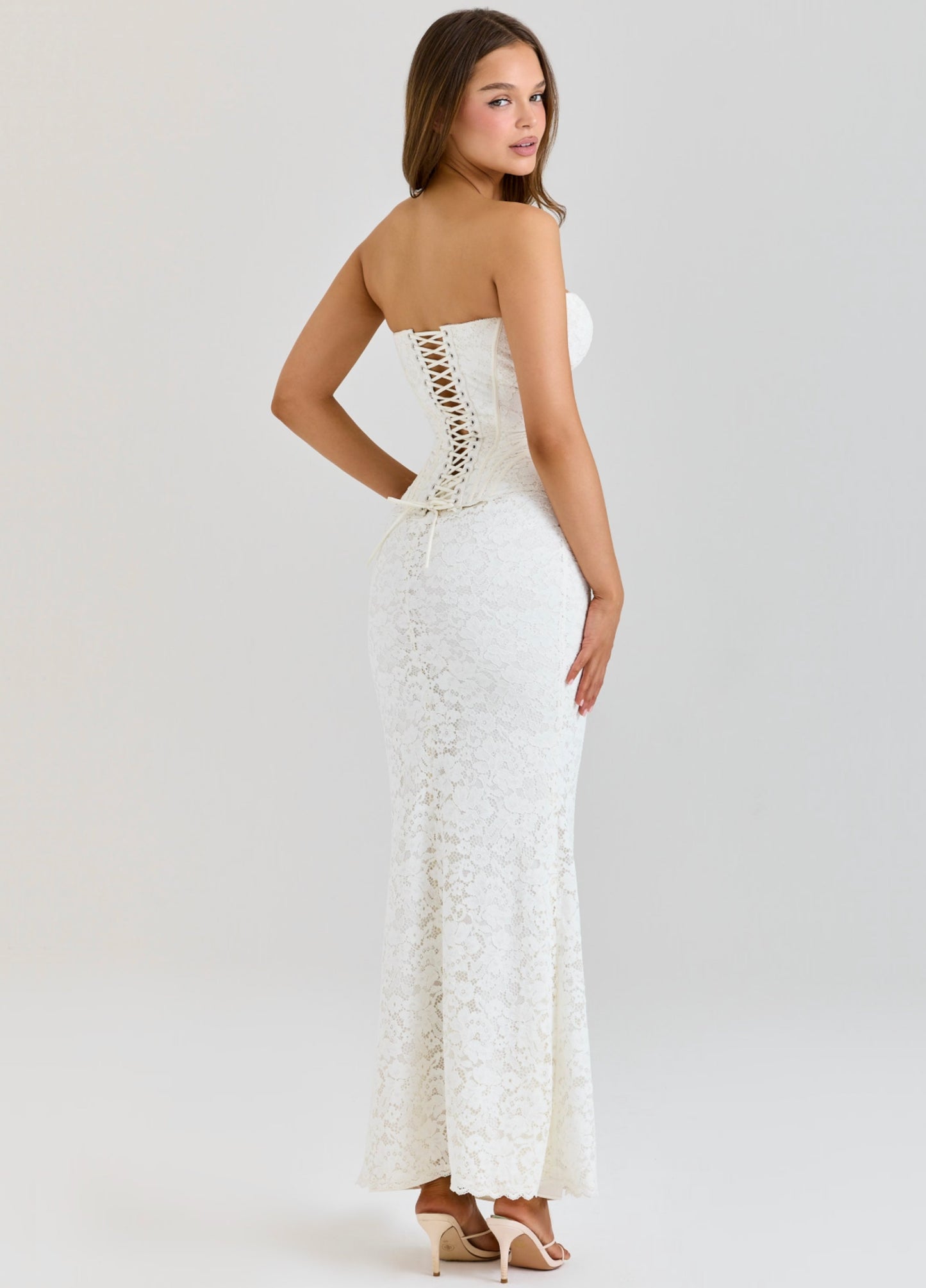 Alessia Lace Corset Maxi Dress - Ivory