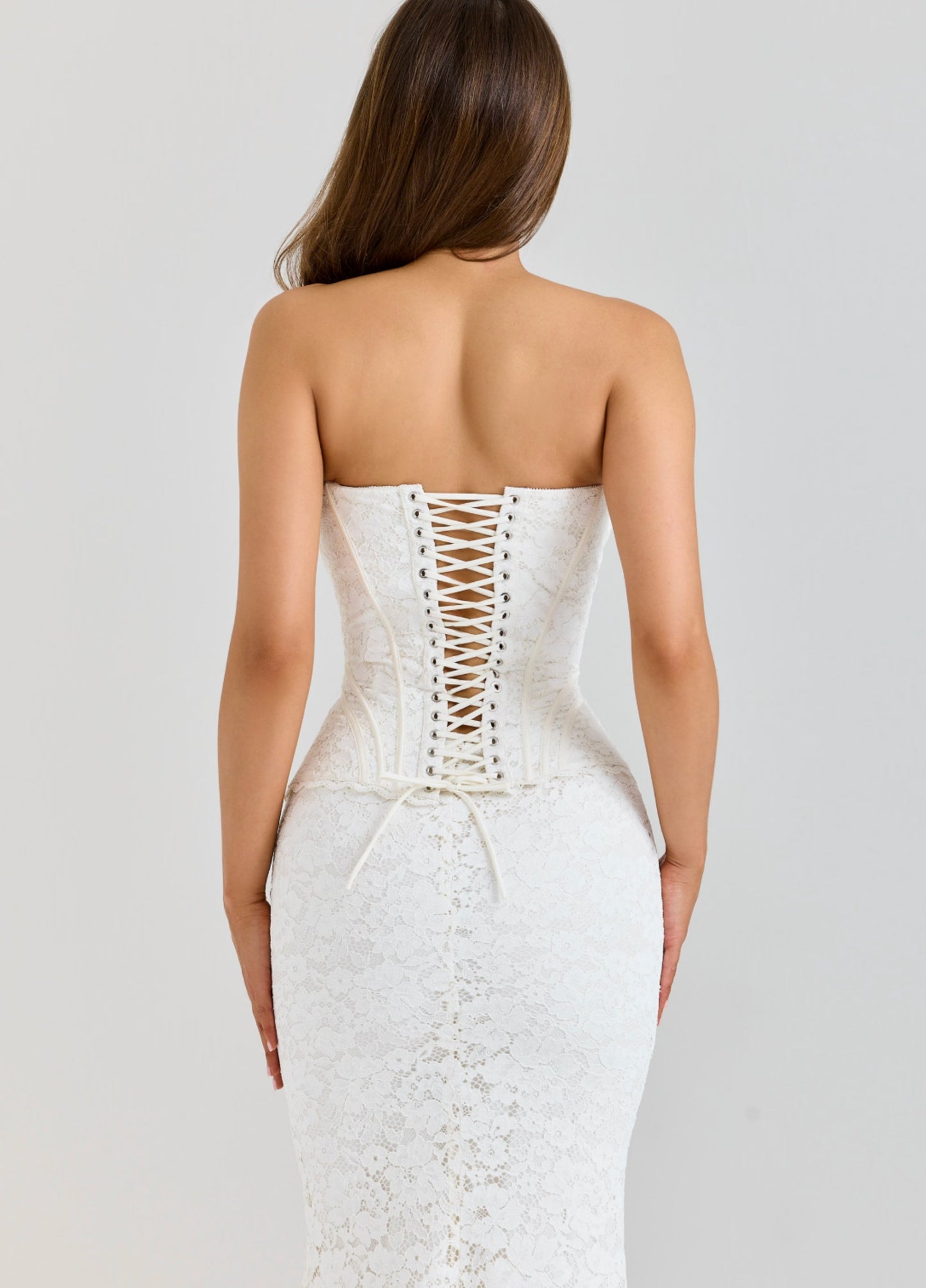 Alessia Lace Corset Maxi Dress - Ivory