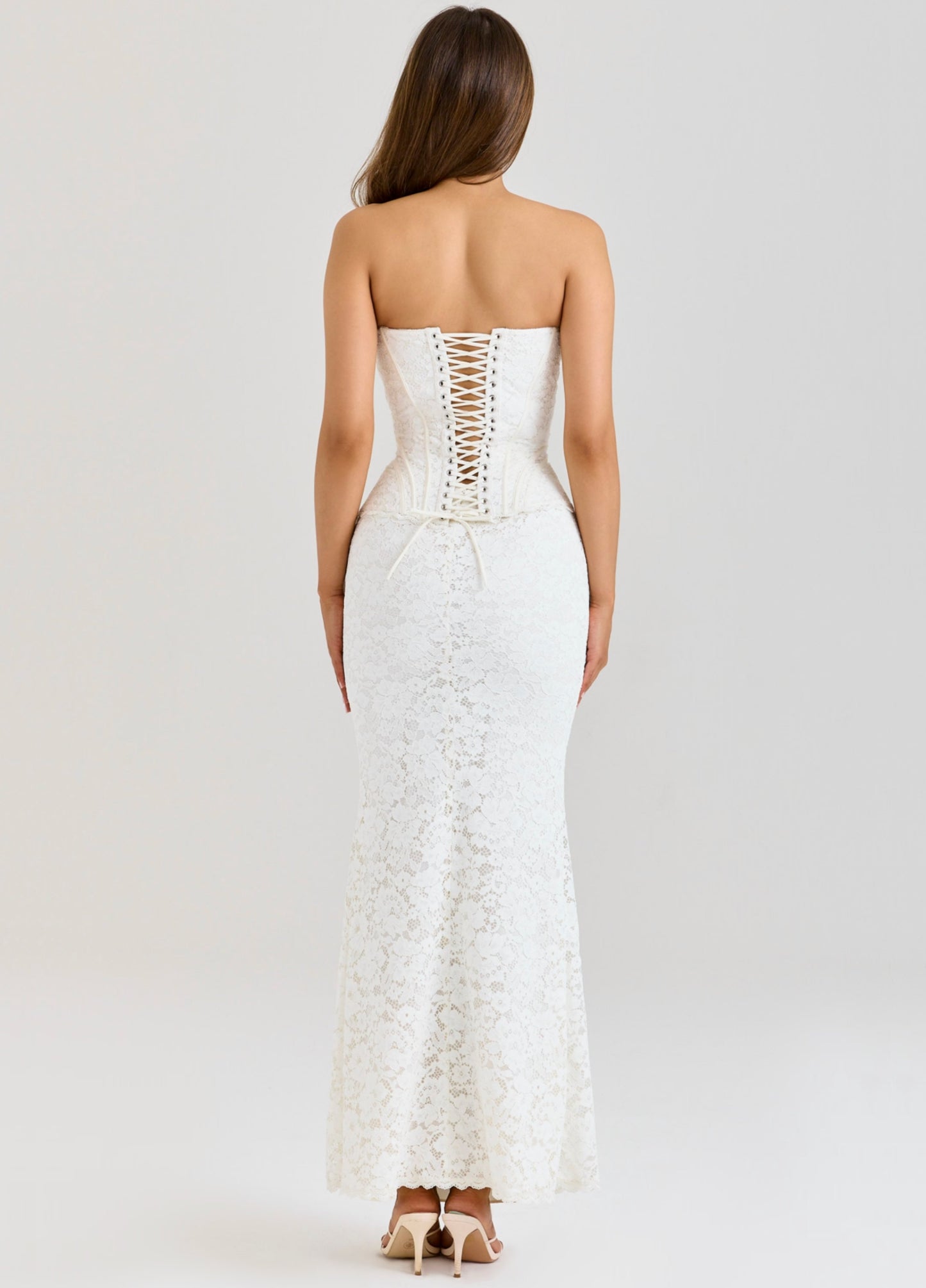 Alessia Lace Corset Maxi Dress - Ivory
