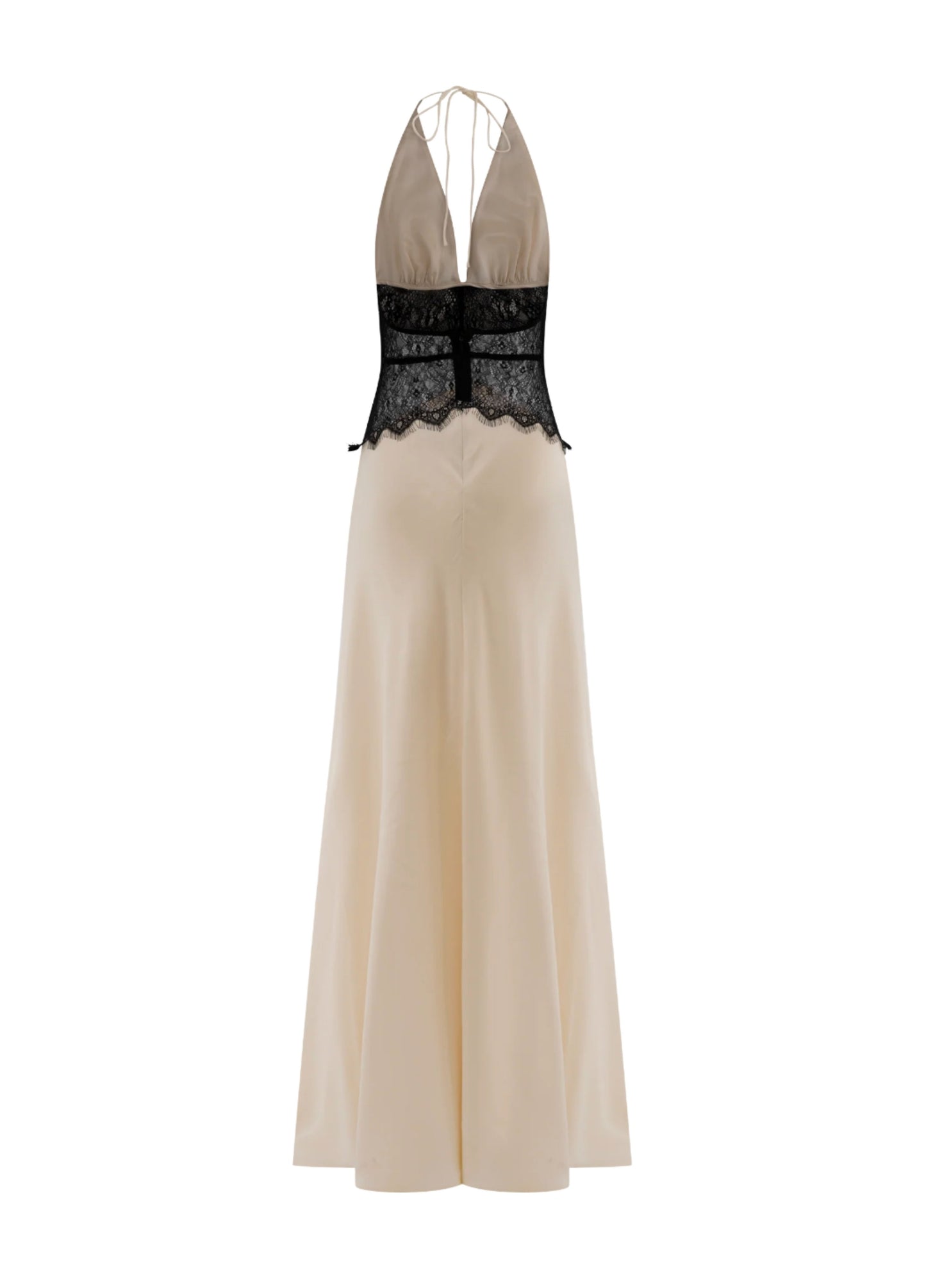 Amara Satin Maxi Dress - White/Black