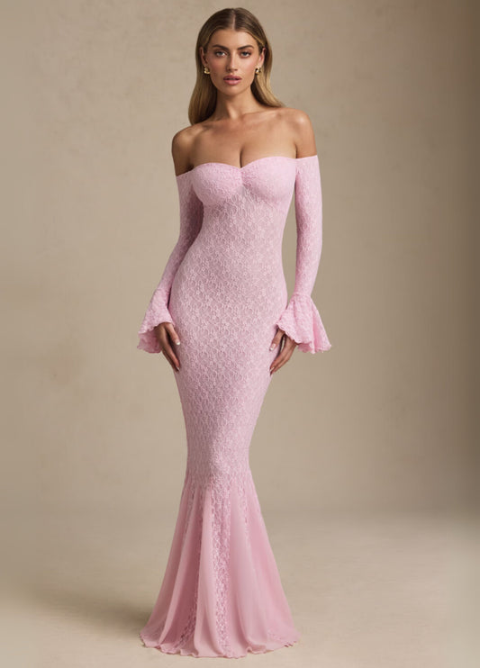 Amoura Lace Maxi Dress - Pink
