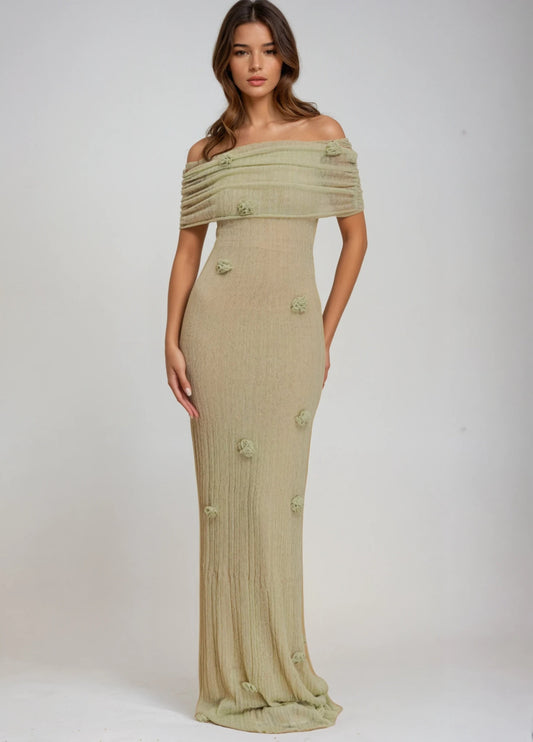 Celestine Knit Maxi Dress - Sage Green