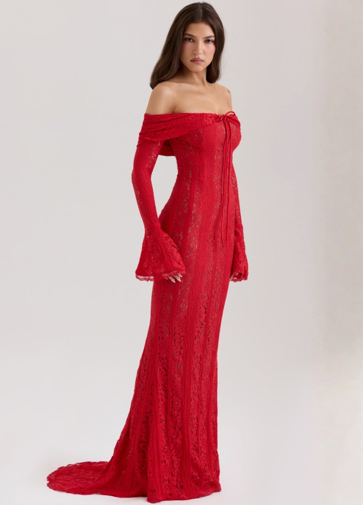 Clarisse Lace Maxi Dress - Red