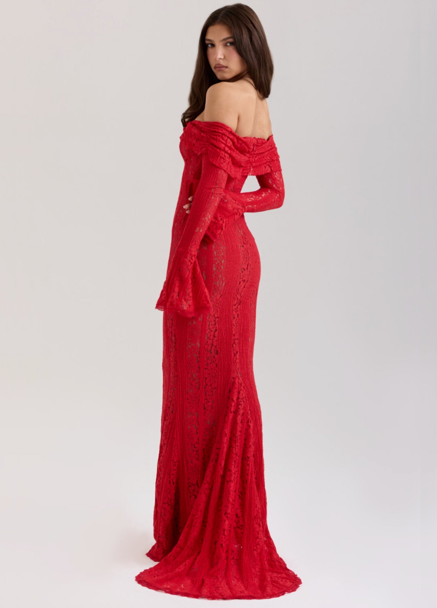 Clarisse Lace Maxi Dress - Red