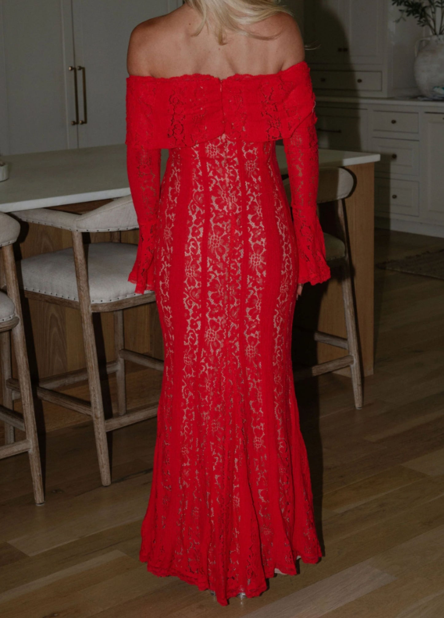 Clarisse Lace Maxi Dress - Red