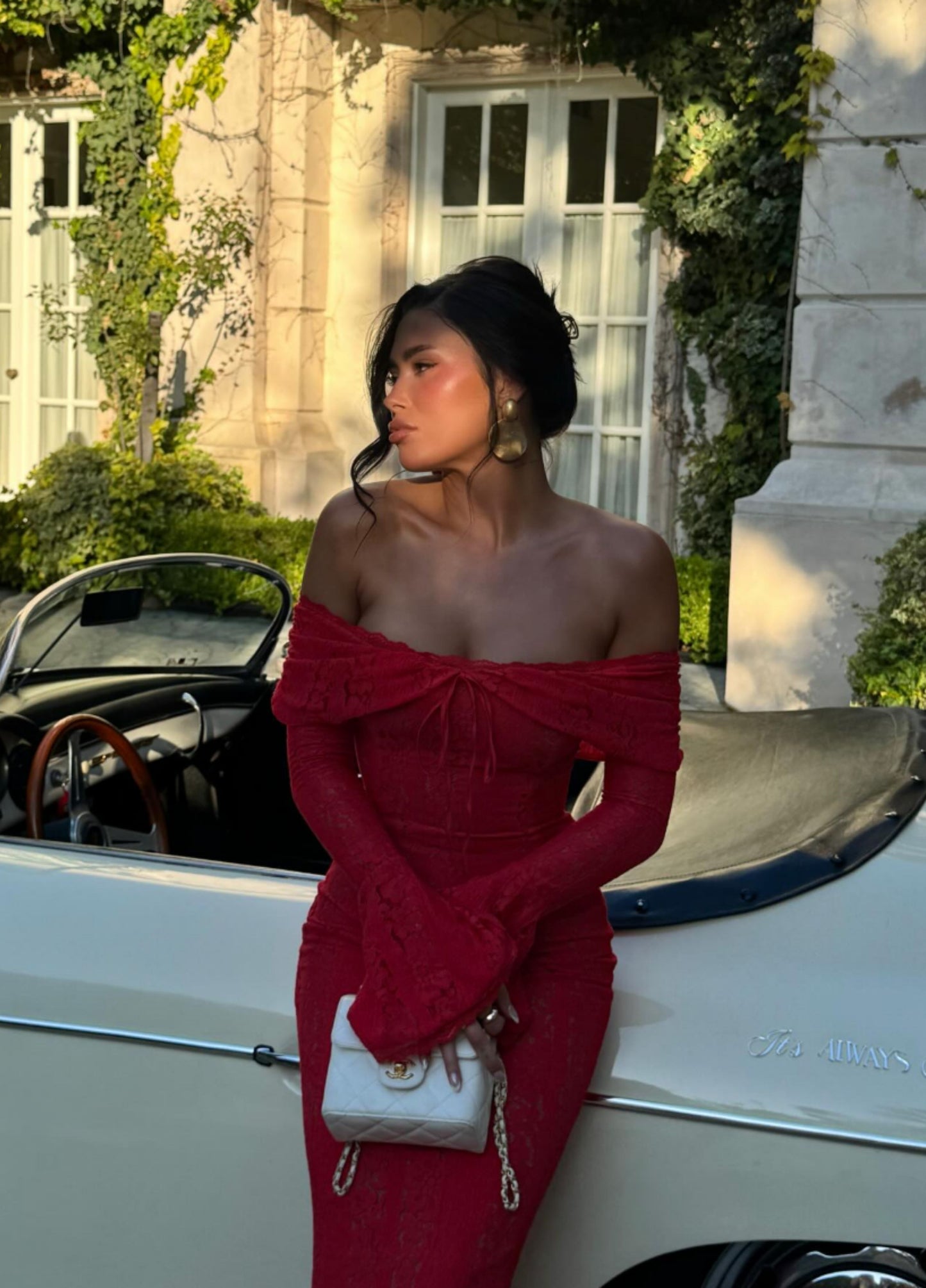 Clarisse Lace Maxi Dress - Red