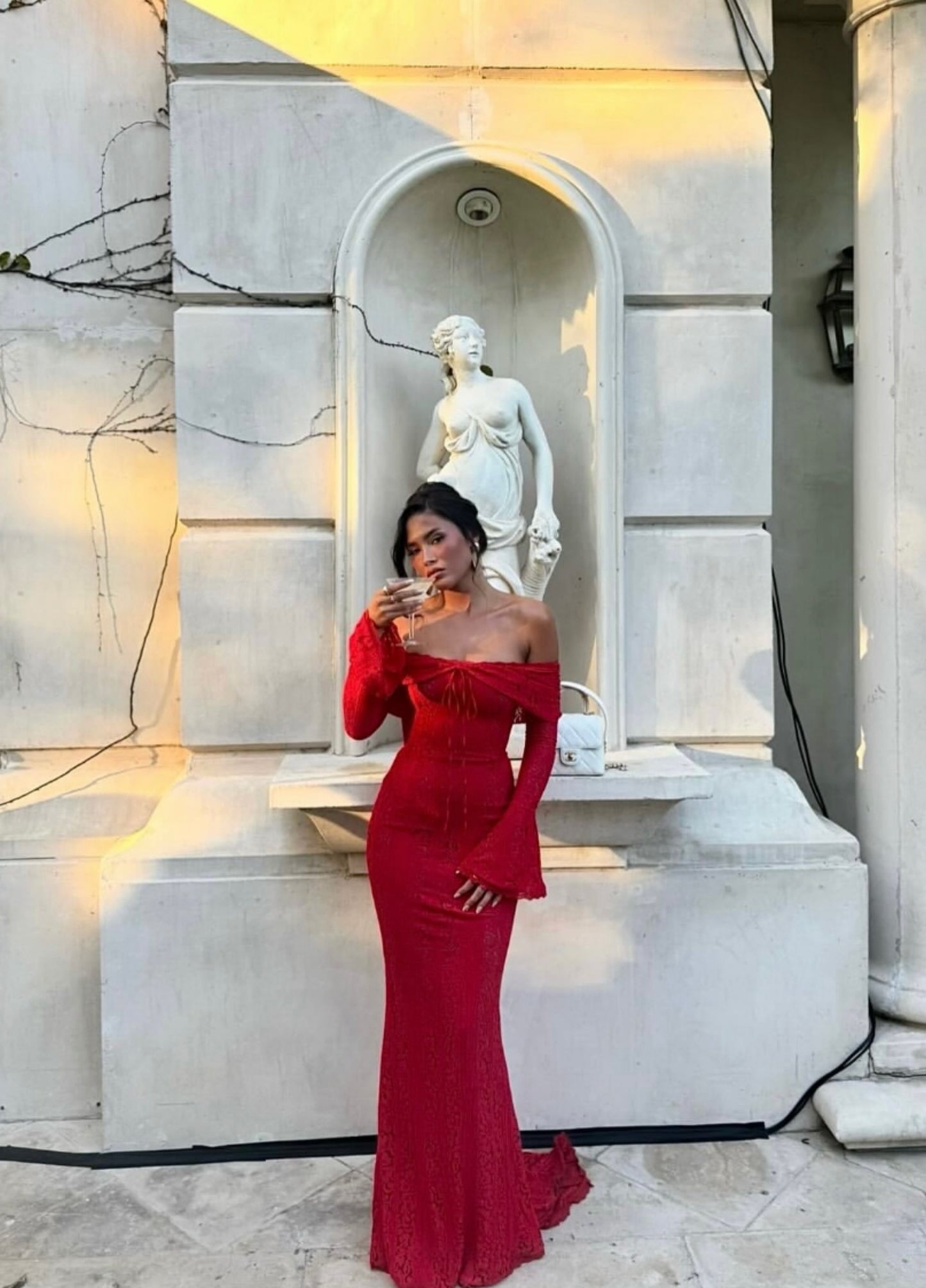 Clarisse Lace Maxi Dress - Red