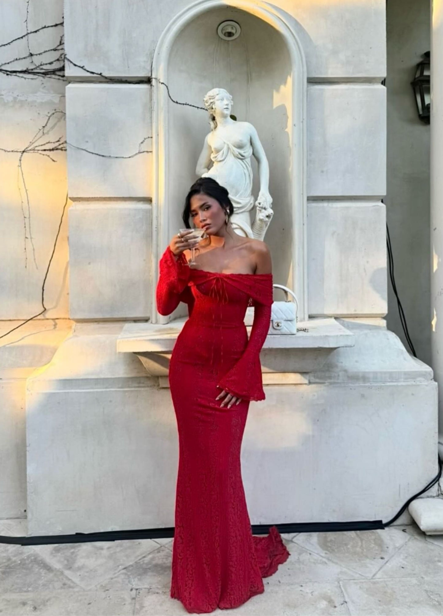 Clarisse Lace Maxi Dress - Red