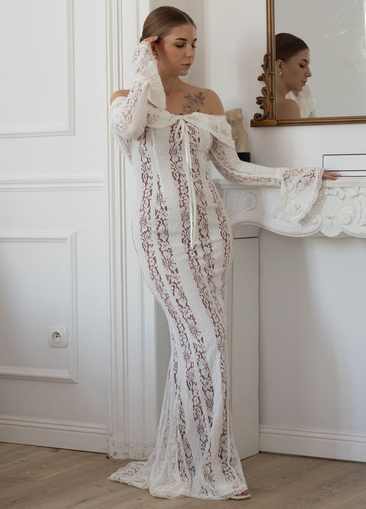 Clarisse Lace Maxi Dress - White