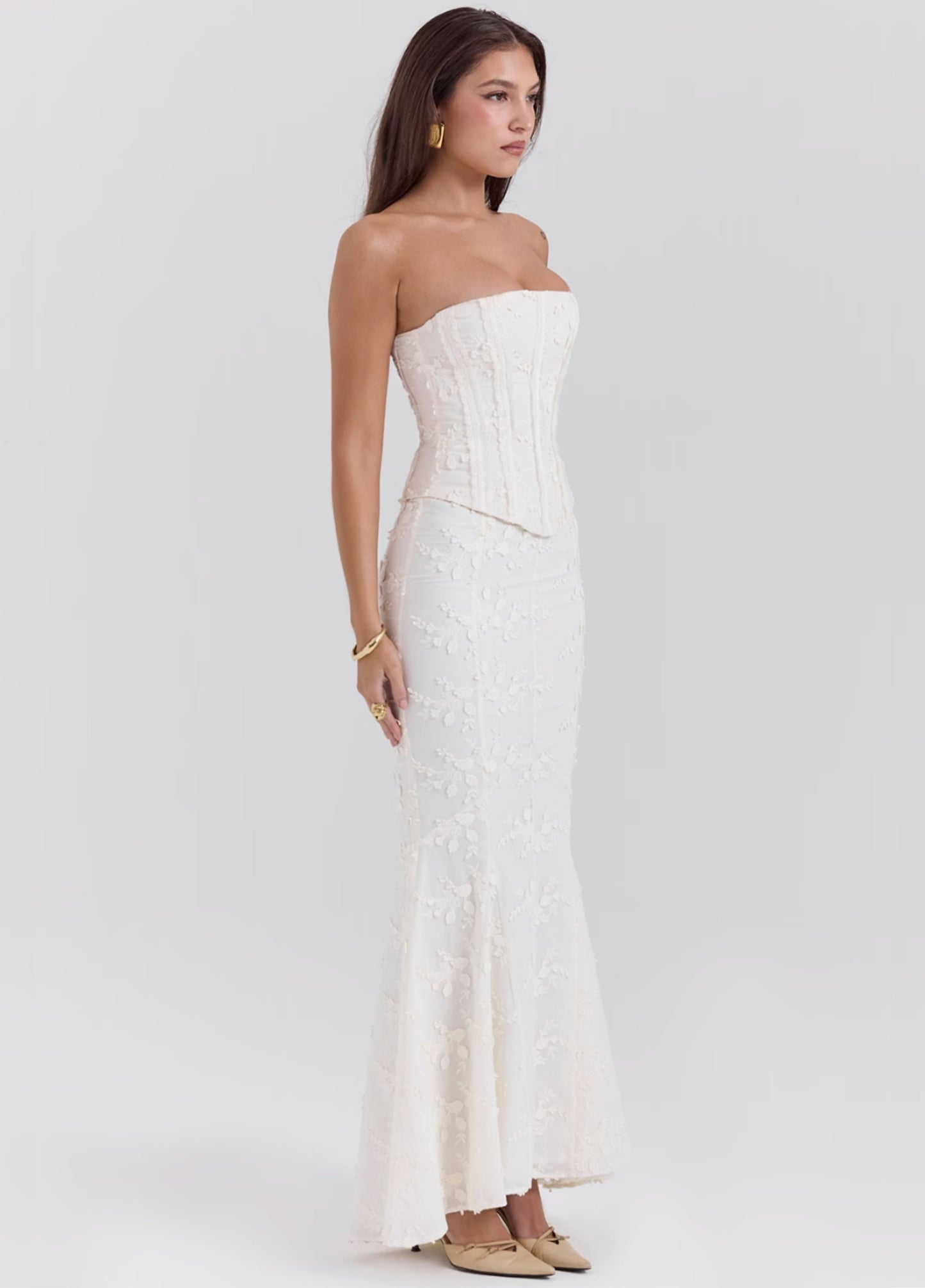 Evelisse Corset and Maxi Skirt Set - Ivory