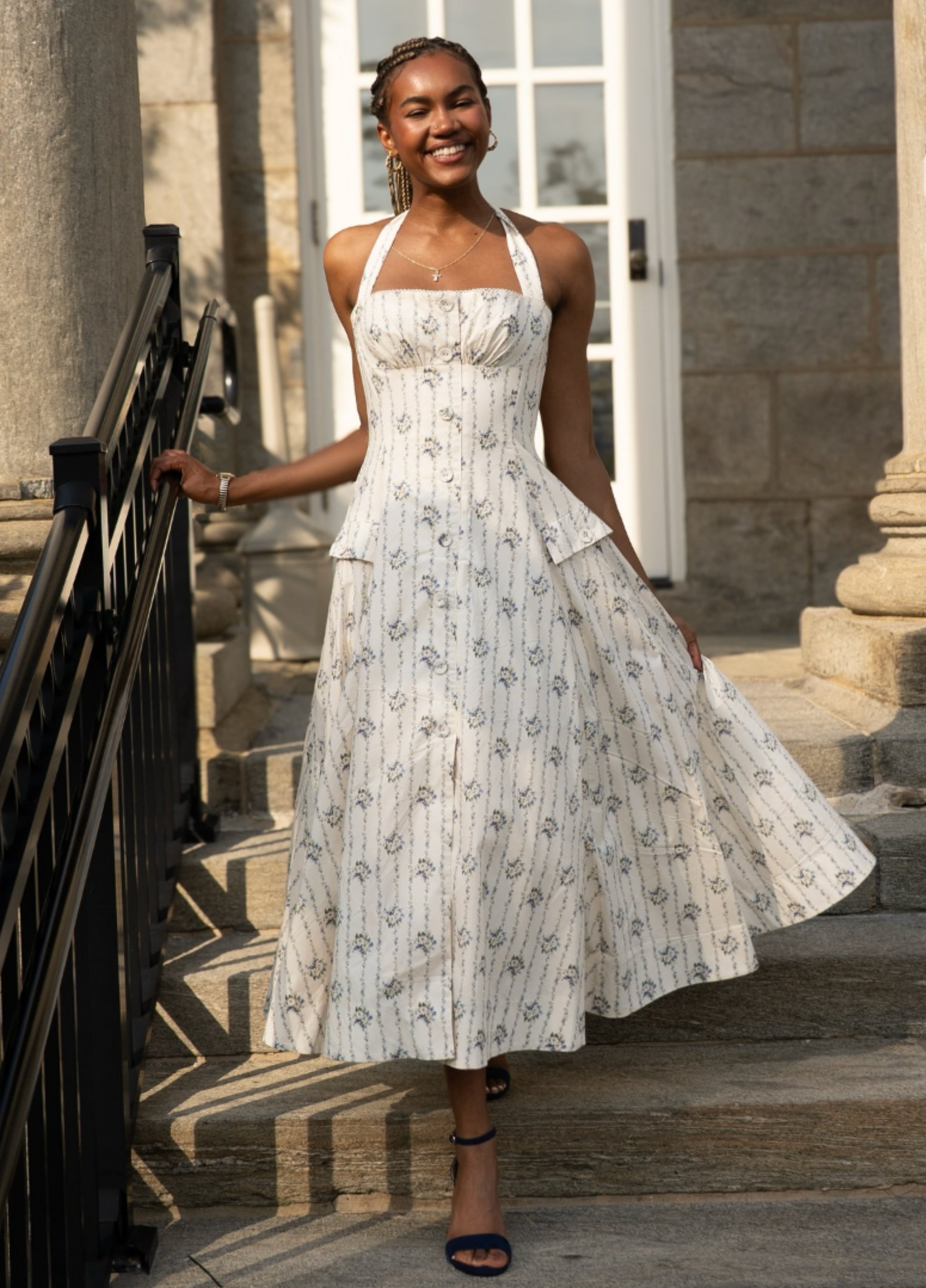 Isabelle Midi Dress - Cream Floral ALTHEA ELISE Isabelle Midi Dress - Cream Floral ALTHEA ELISE