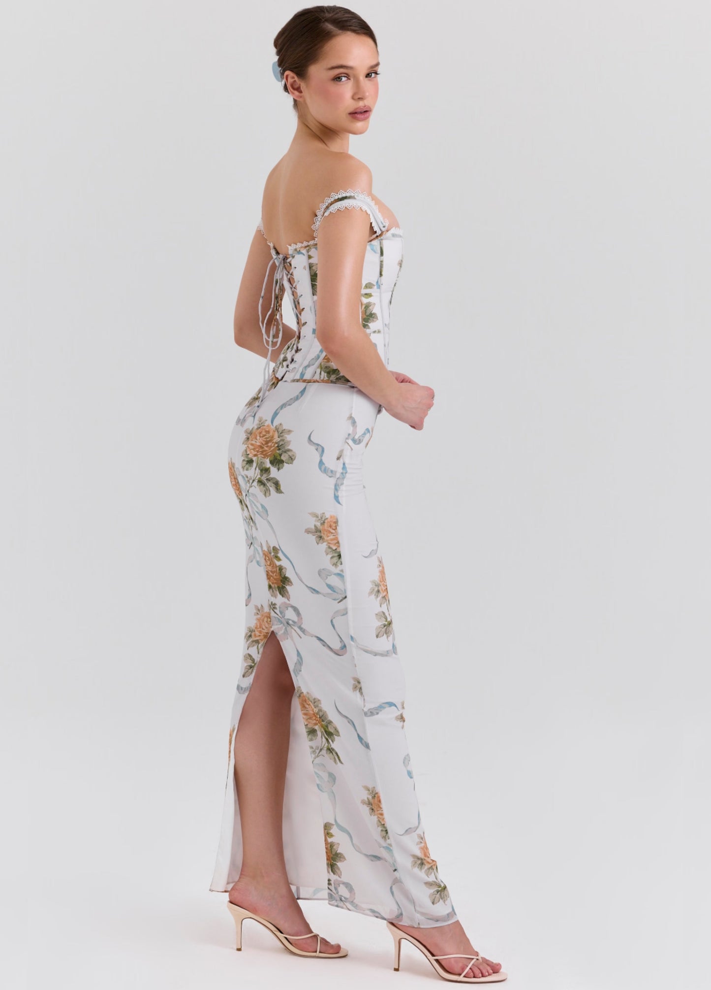 Isadora Corset Maxi Dress - Off-White Floral