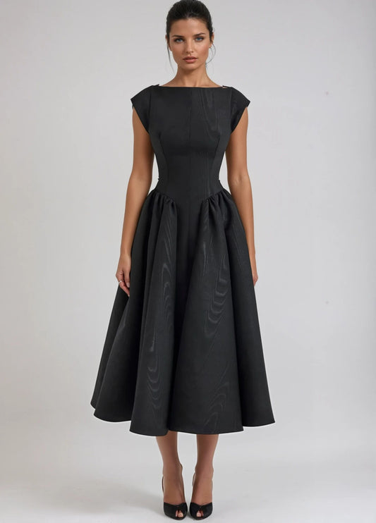 Odette Backless Midi Dress - Black