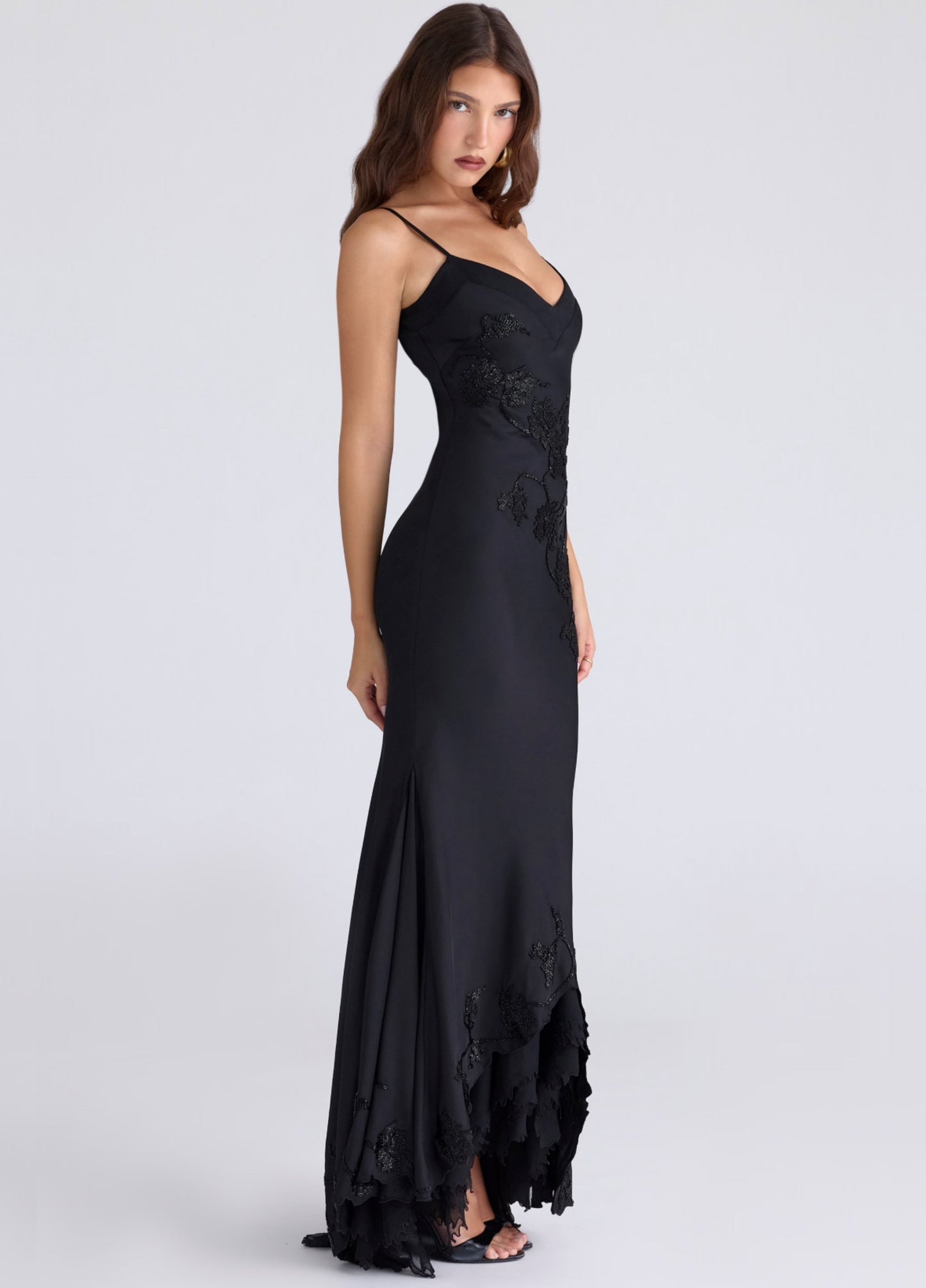 Ravena Satin Maxi Dress - Black