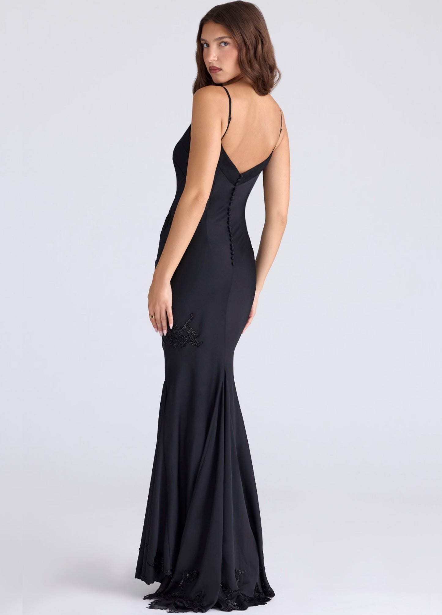 Ravena Satin Maxi Dress - Black